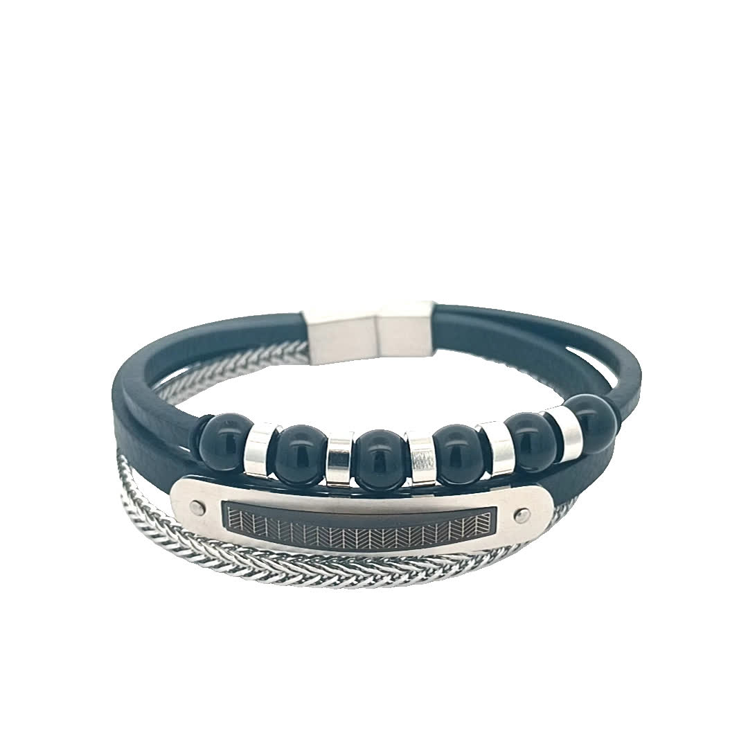 Stylowa bransoletka w kolorze czarno-posrebrzanym