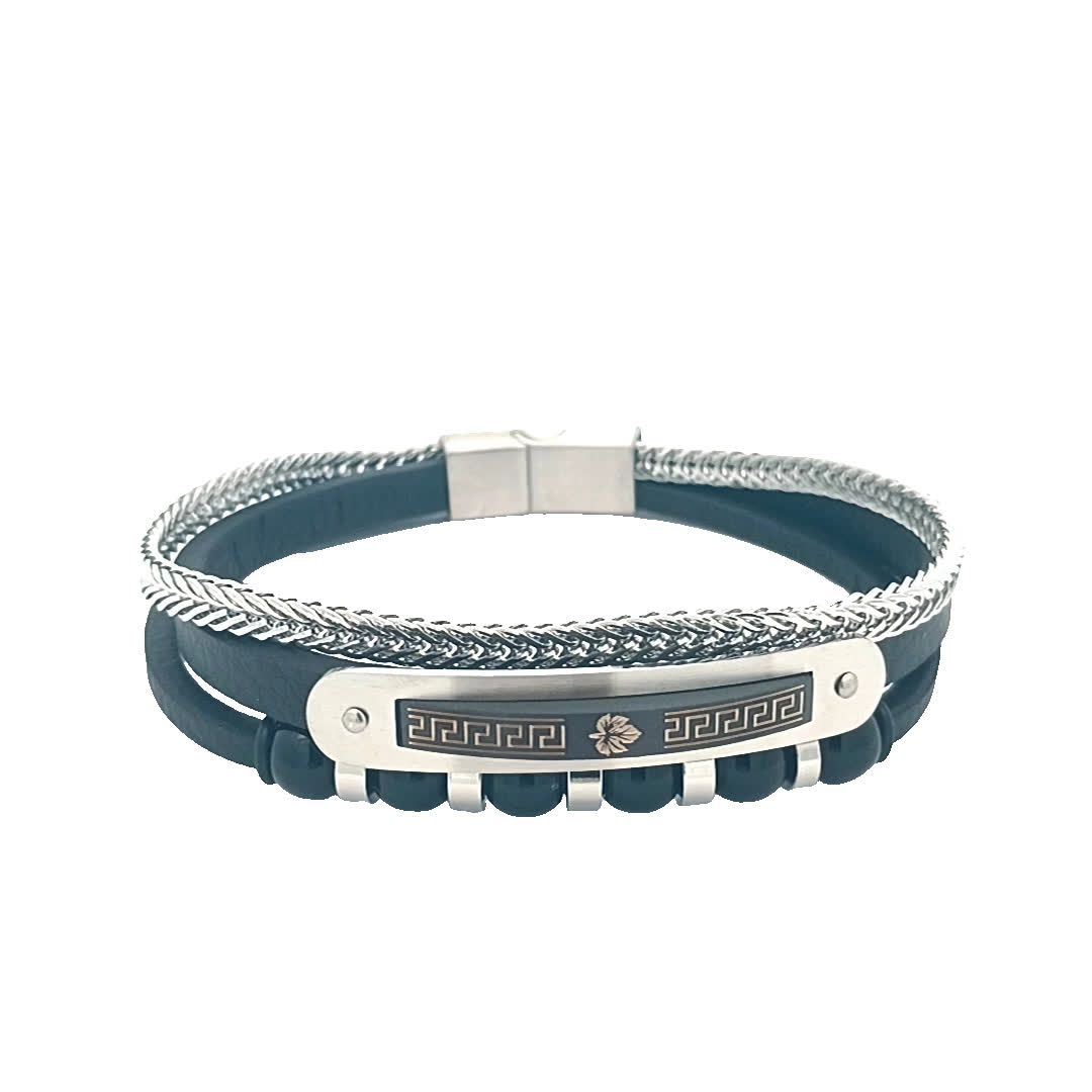 Stylowa bransoletka w kolorze czarno-posrebrzanym