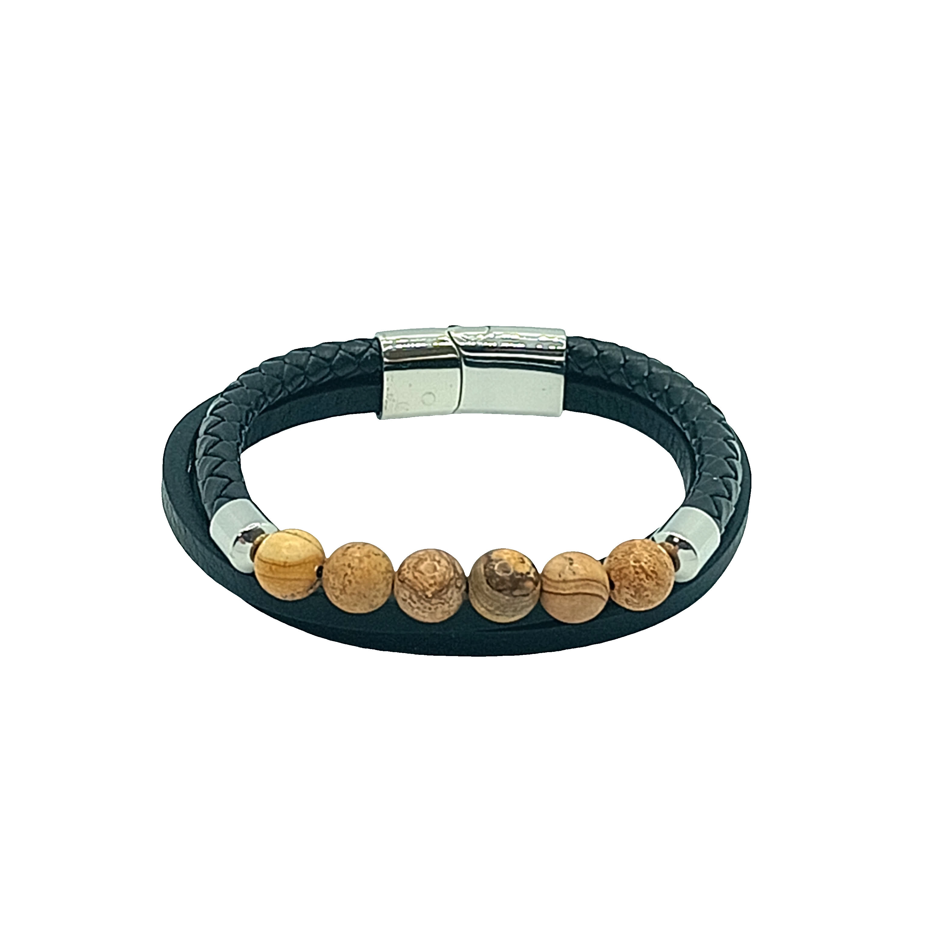 Bransoletka z koralików agatowych w odcieniach żółtej ziemi