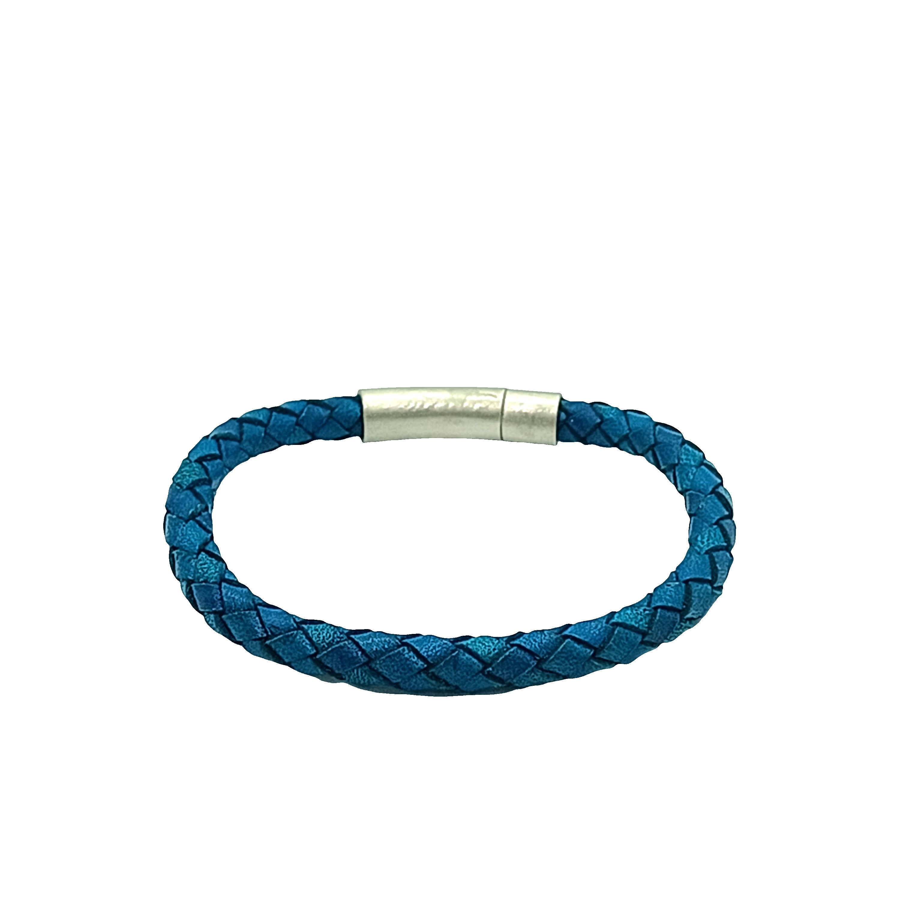 Bransoletka tkana w kolorze turkusowym ze posrebrzanym zapięciem
