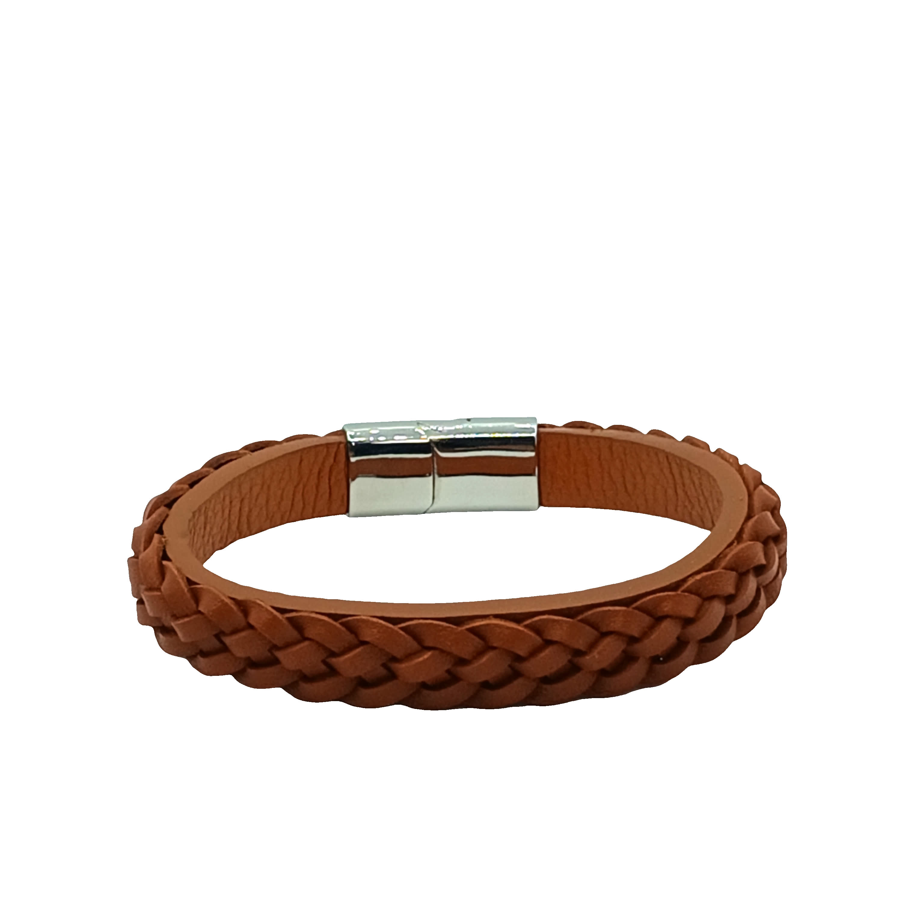 Bransoletka ze skóry plecionej z zapięciem magnetycznym