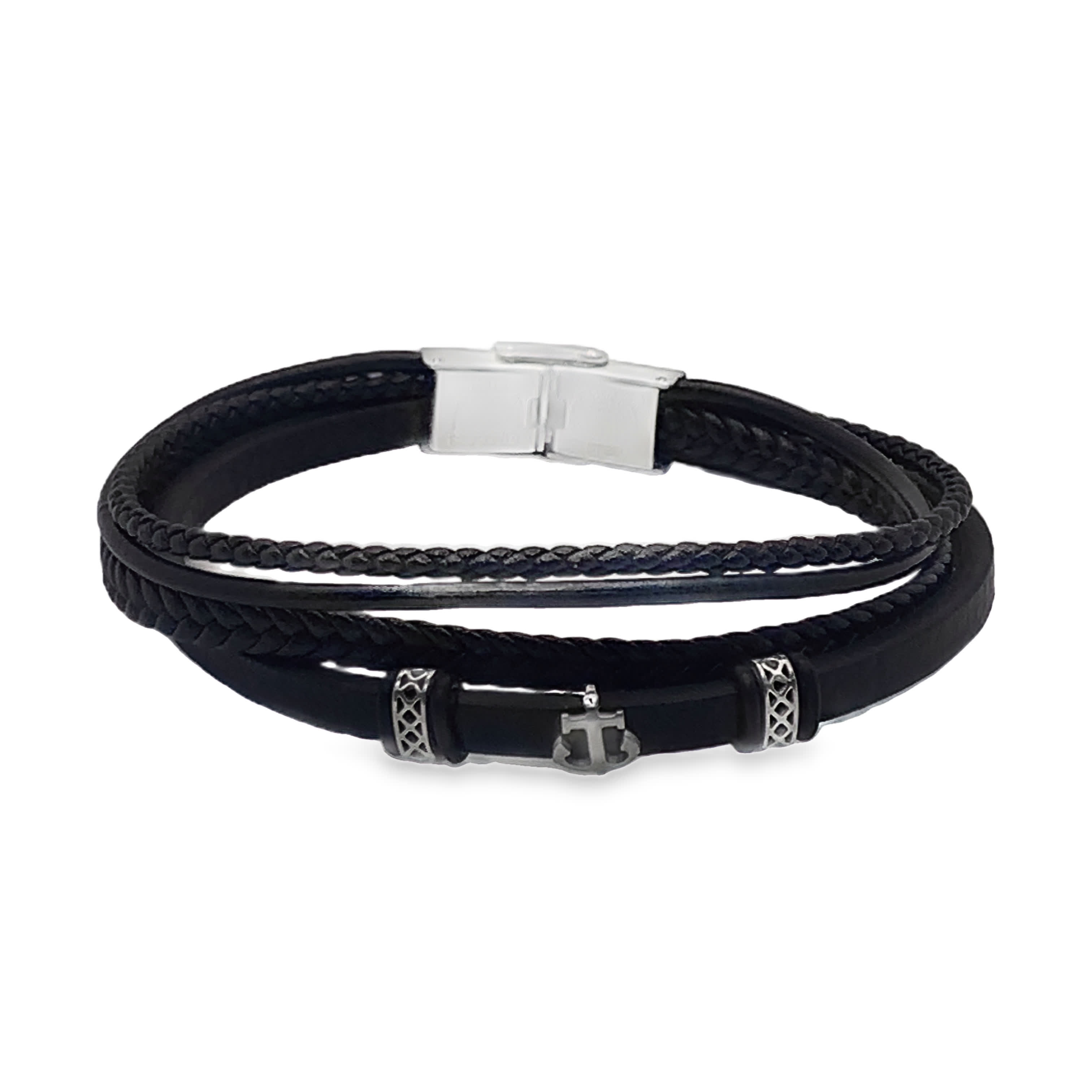 Męska ręcznie robiona skórzana bransoletka łańcuszkowa z wieloma pasmami