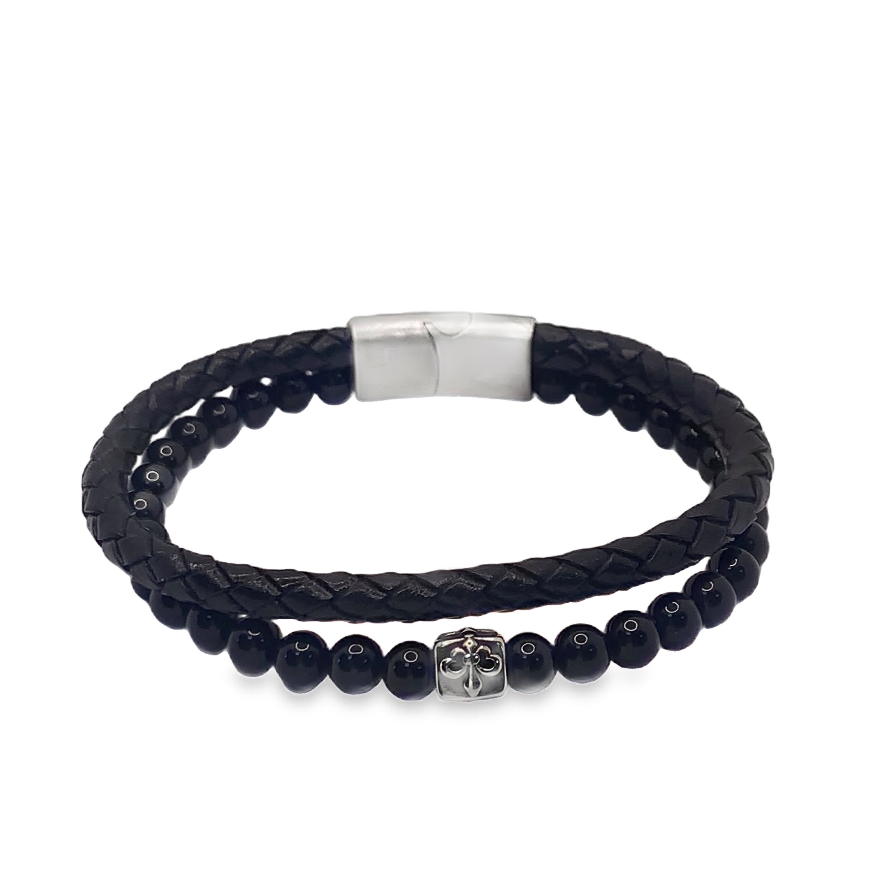 Bransoletka z okrągłych koralików onyksowych