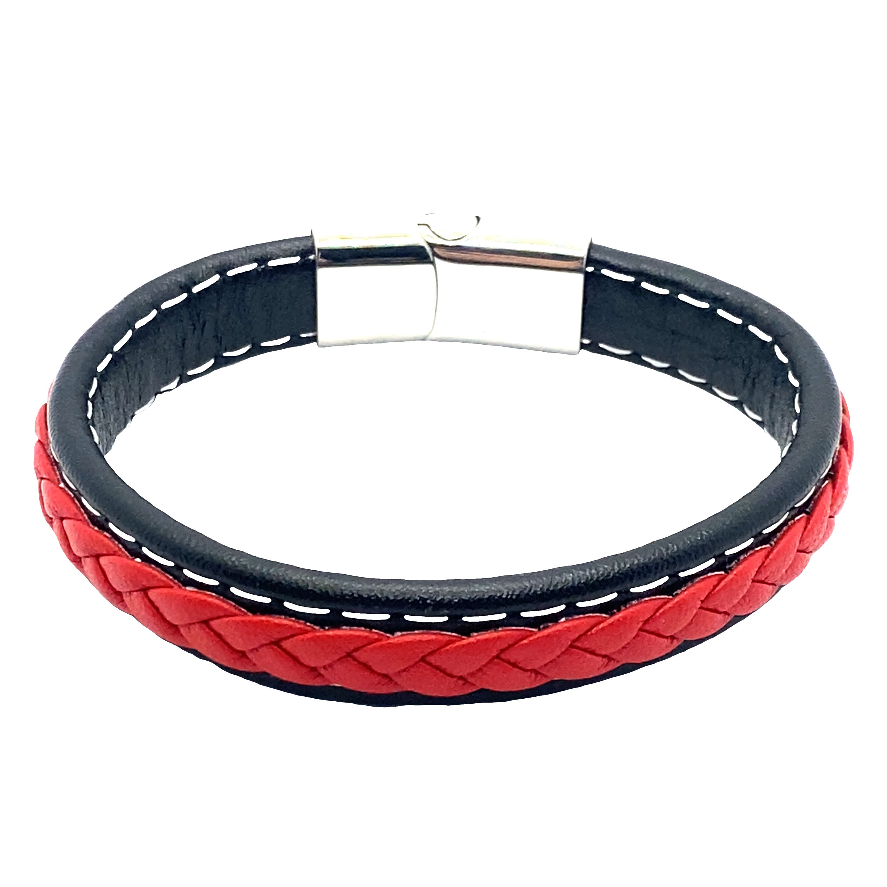 Czerwona pleciona bransoletka bez metalu