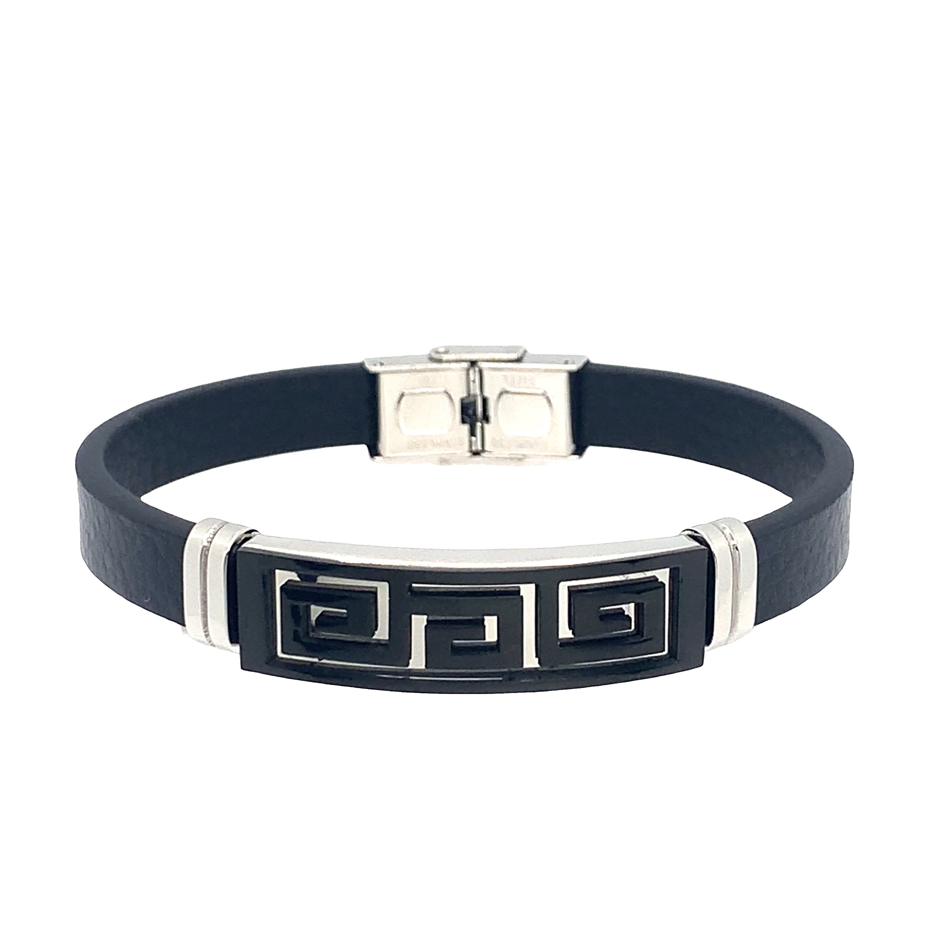 Nowoczesna bransoletka bez metalu z akcentami ze złoconej stali i artystycznymi oznaczeniami