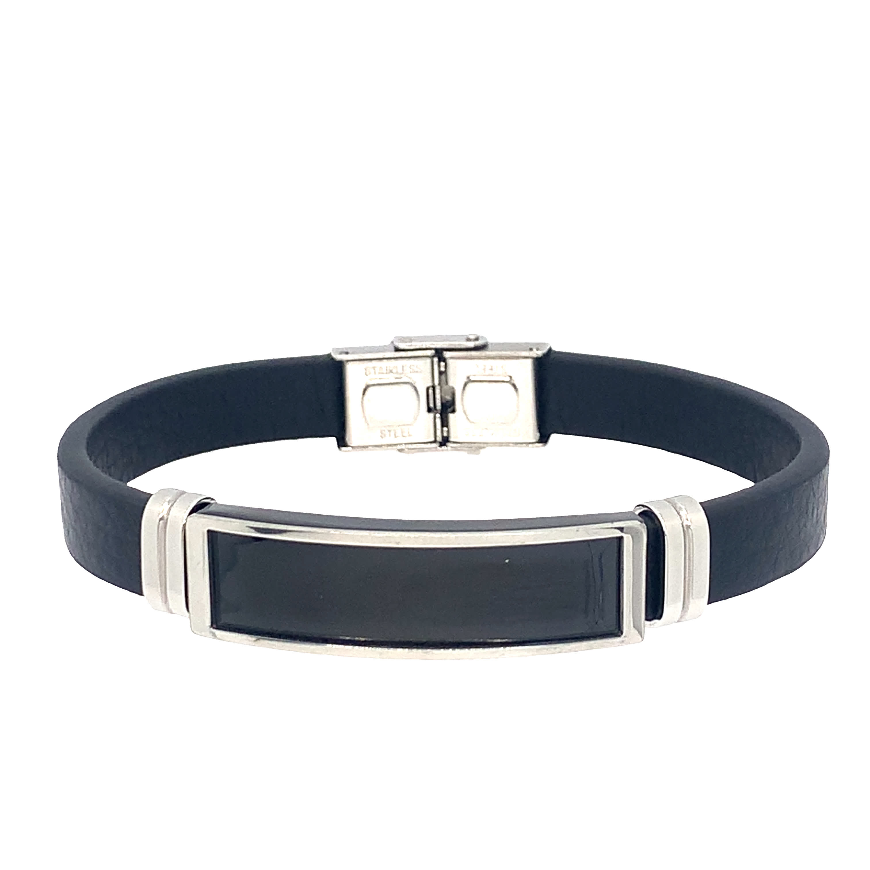 Nowoczesna bransoletka bez metalu z detalami ze stali nierdzewnej