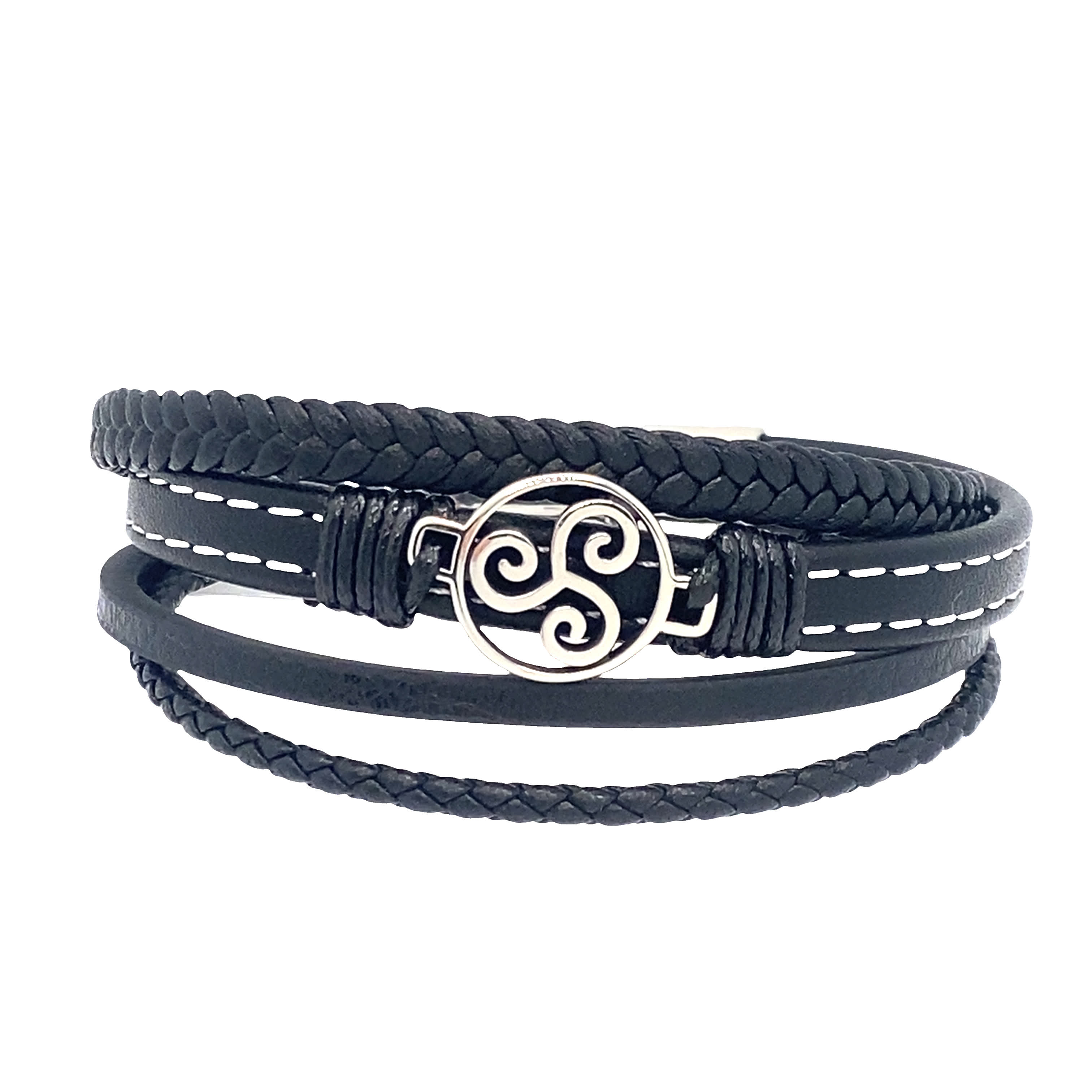 Pleciona bransoletka bez metalu ze spiralnym emblematem