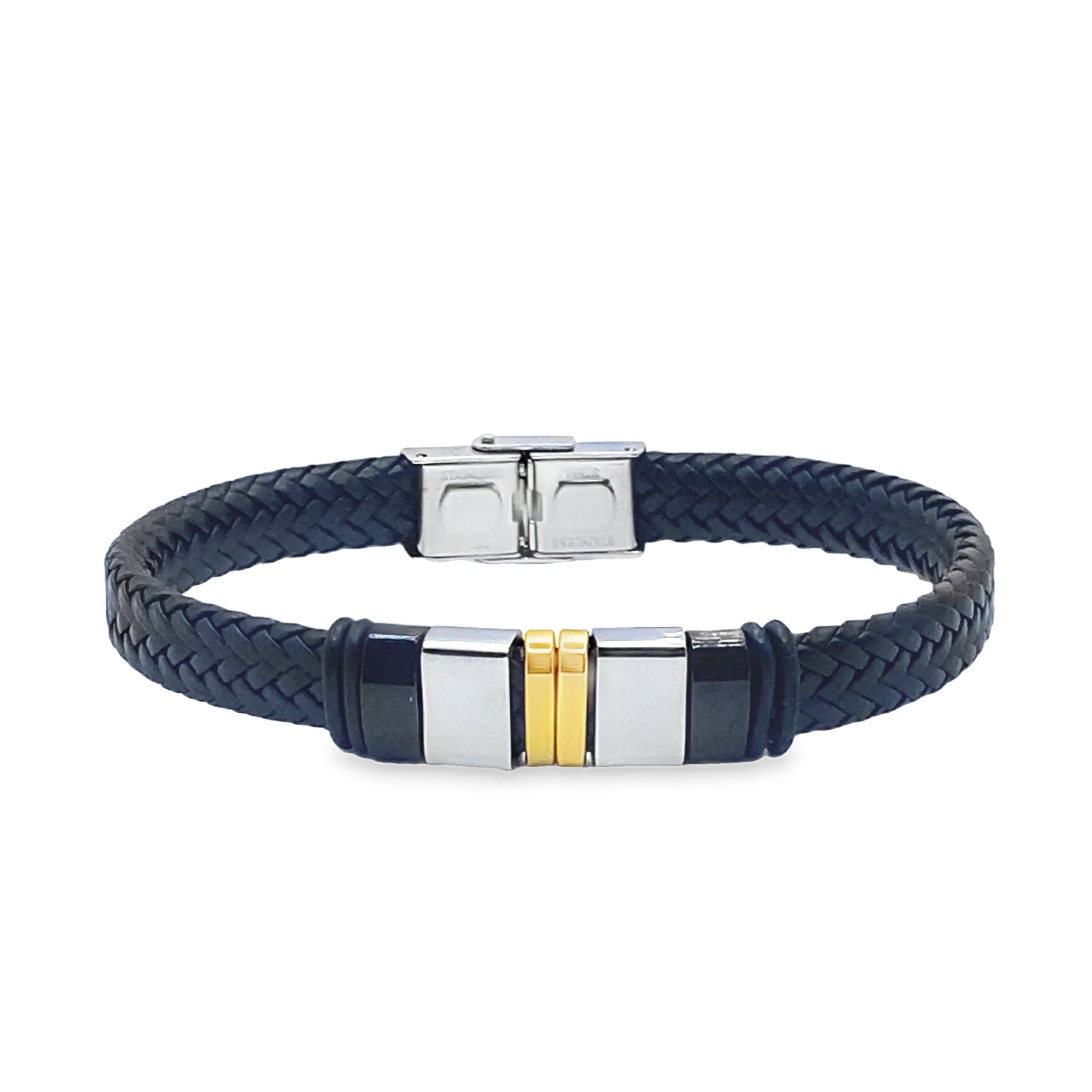 Bransoletka tkana ze złotymi i srebrnymi akcentami