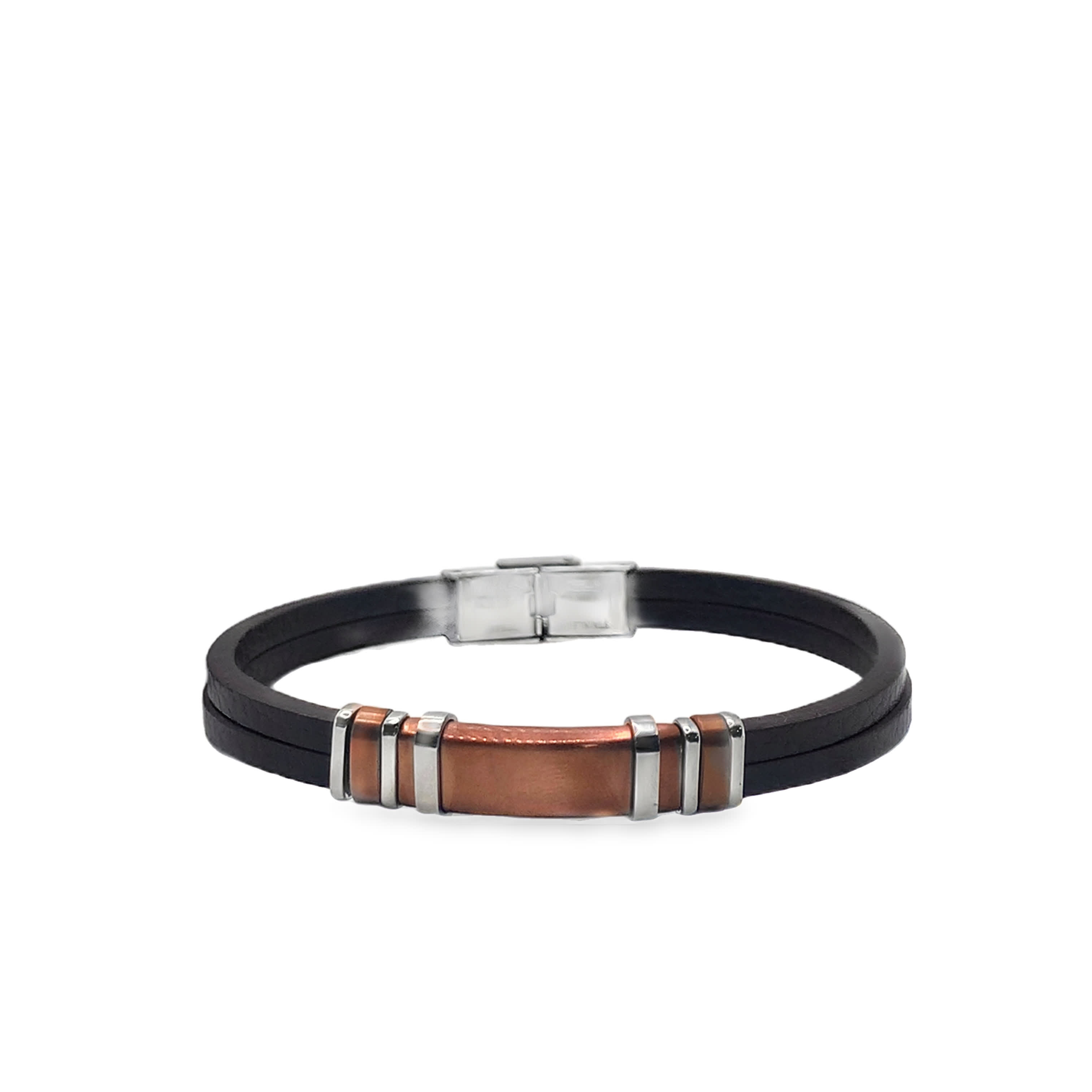 Nowoczesna niemetalowa bransoleta z akcentami w kolorze metalu