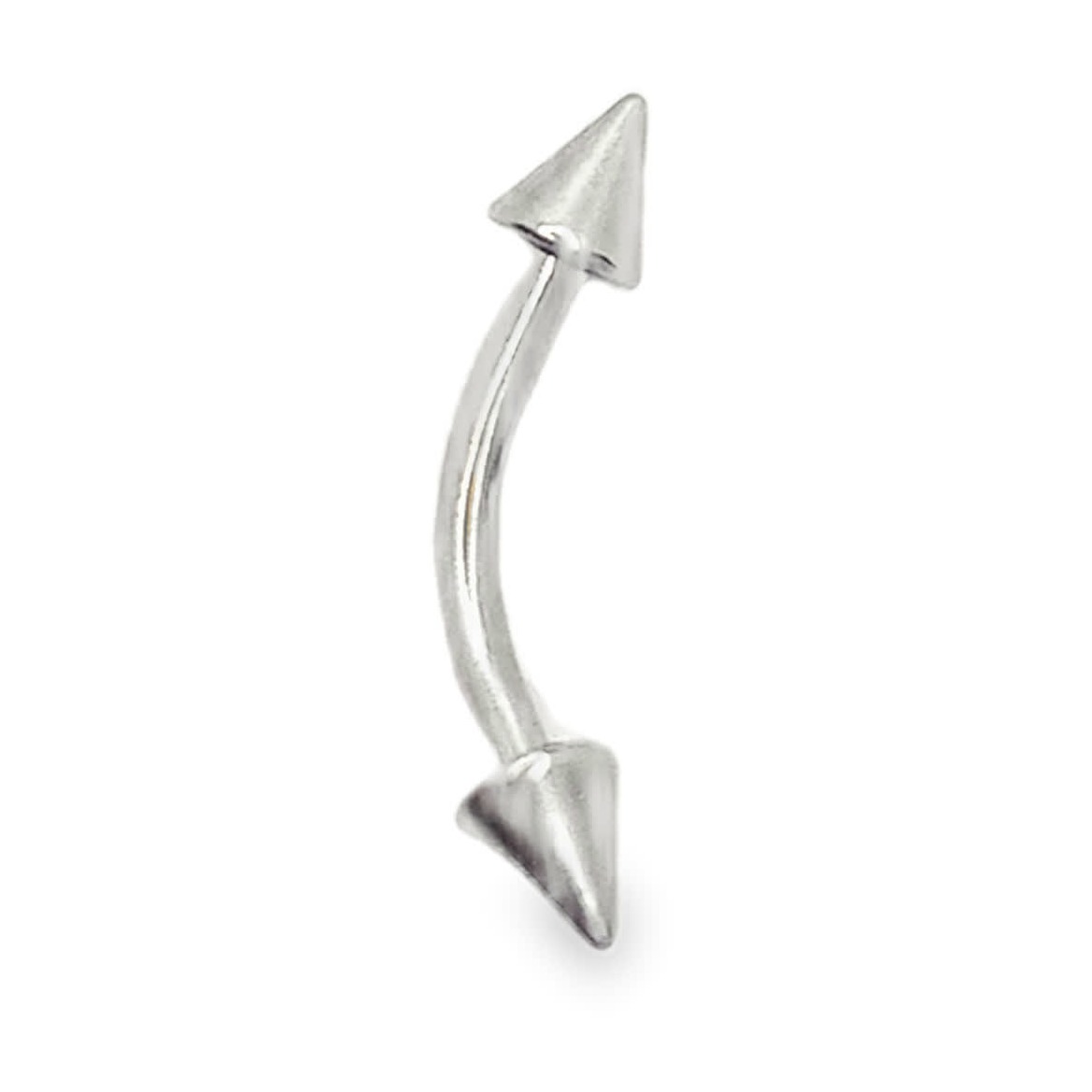 Polerowany srebrzysty curved barbell z końcówkami spike