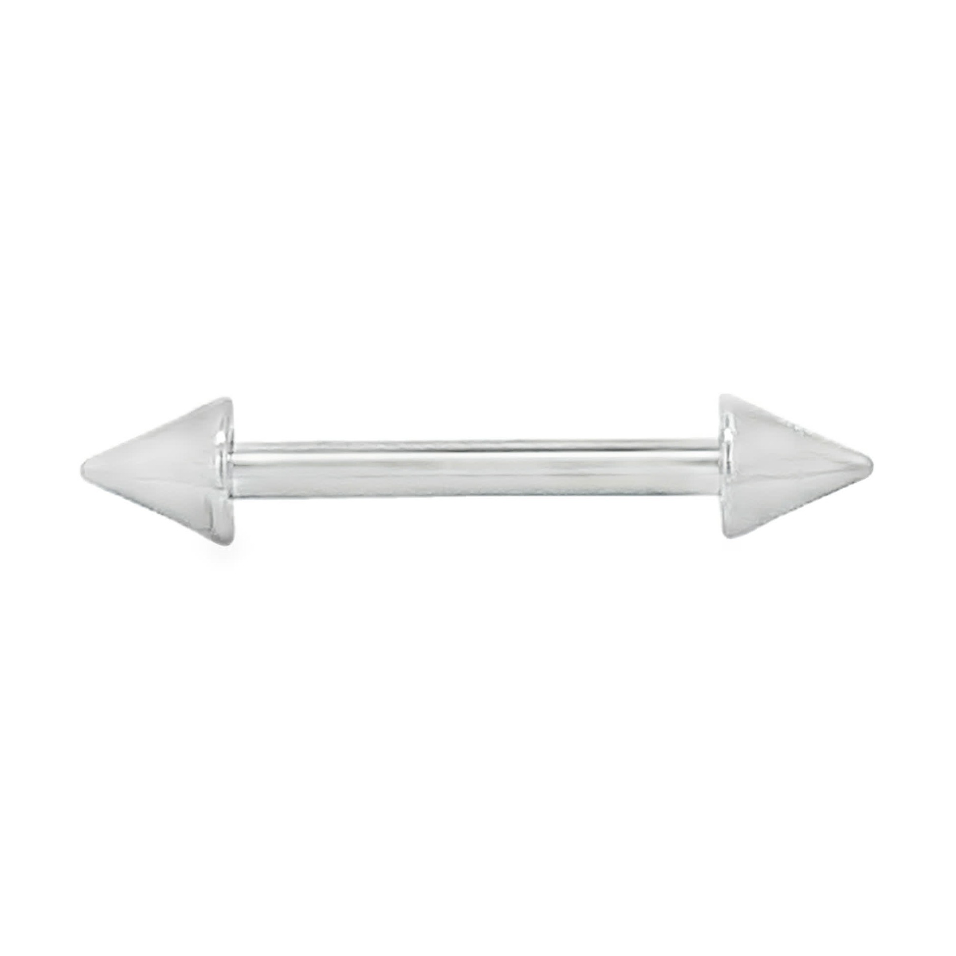 Polerowany industrial barbell ze stali nierdzewnej z kolcami