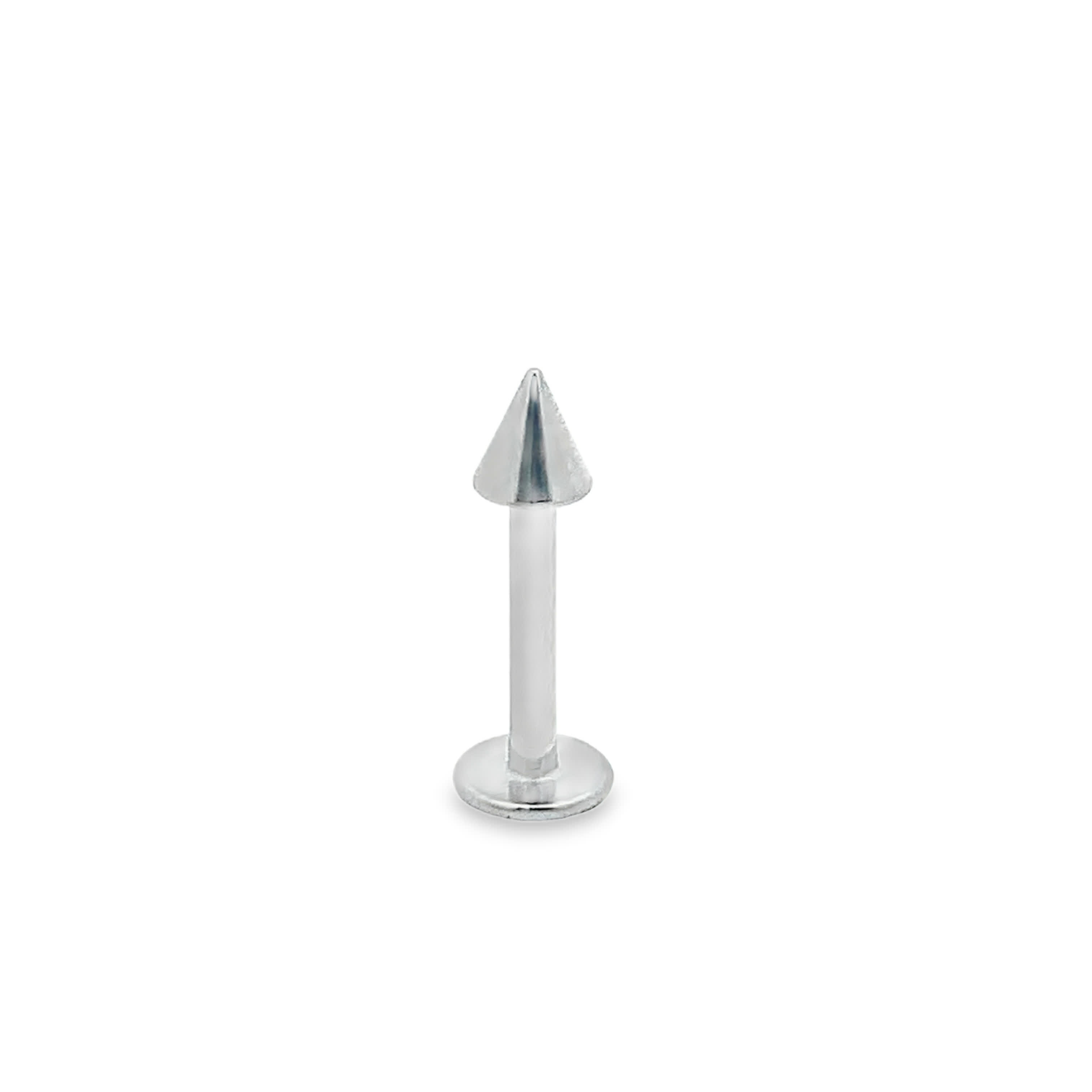 White Gold Conical Spike Labret Stud Earring