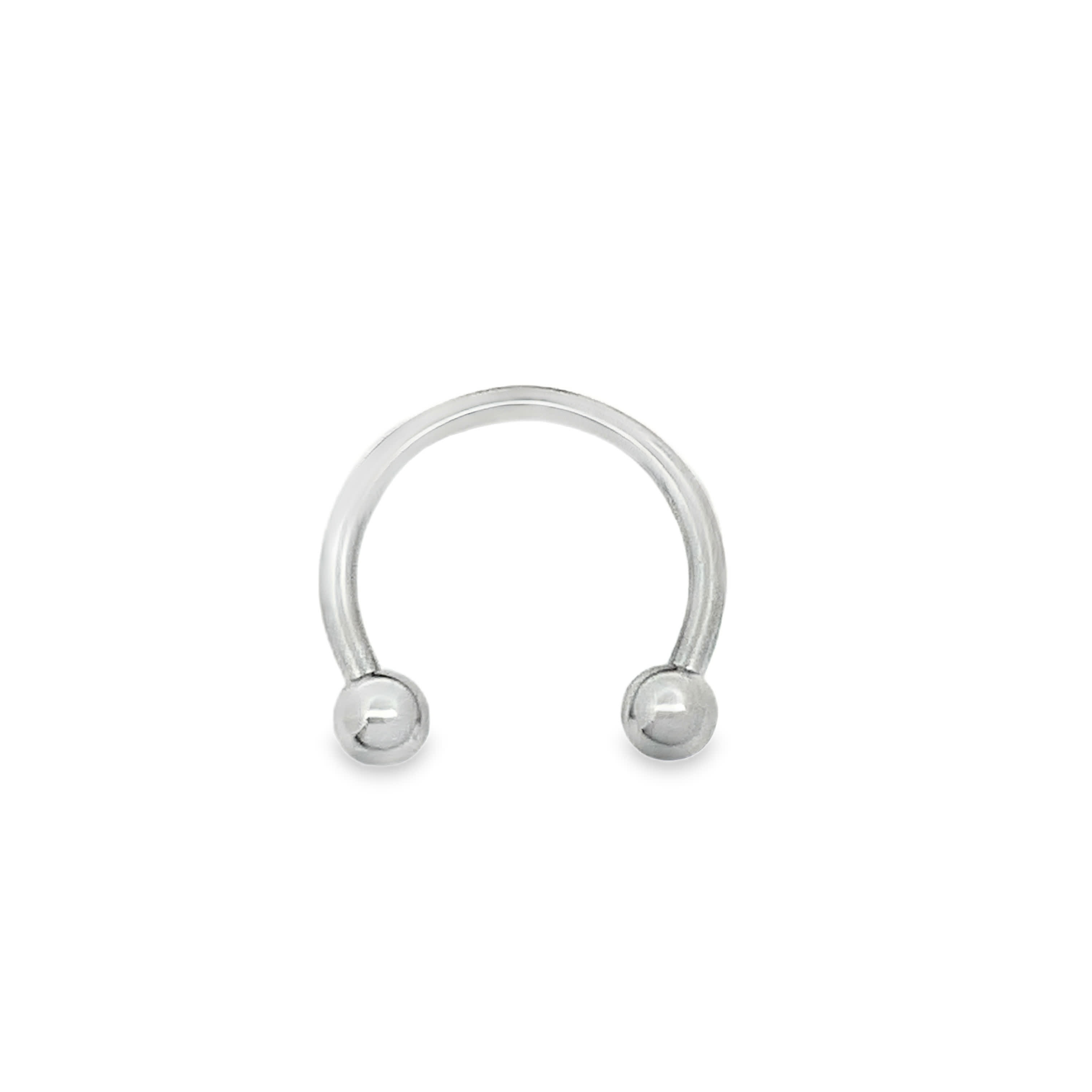 Polished Stainless Steel Circular Barbell Horseshoe Ring