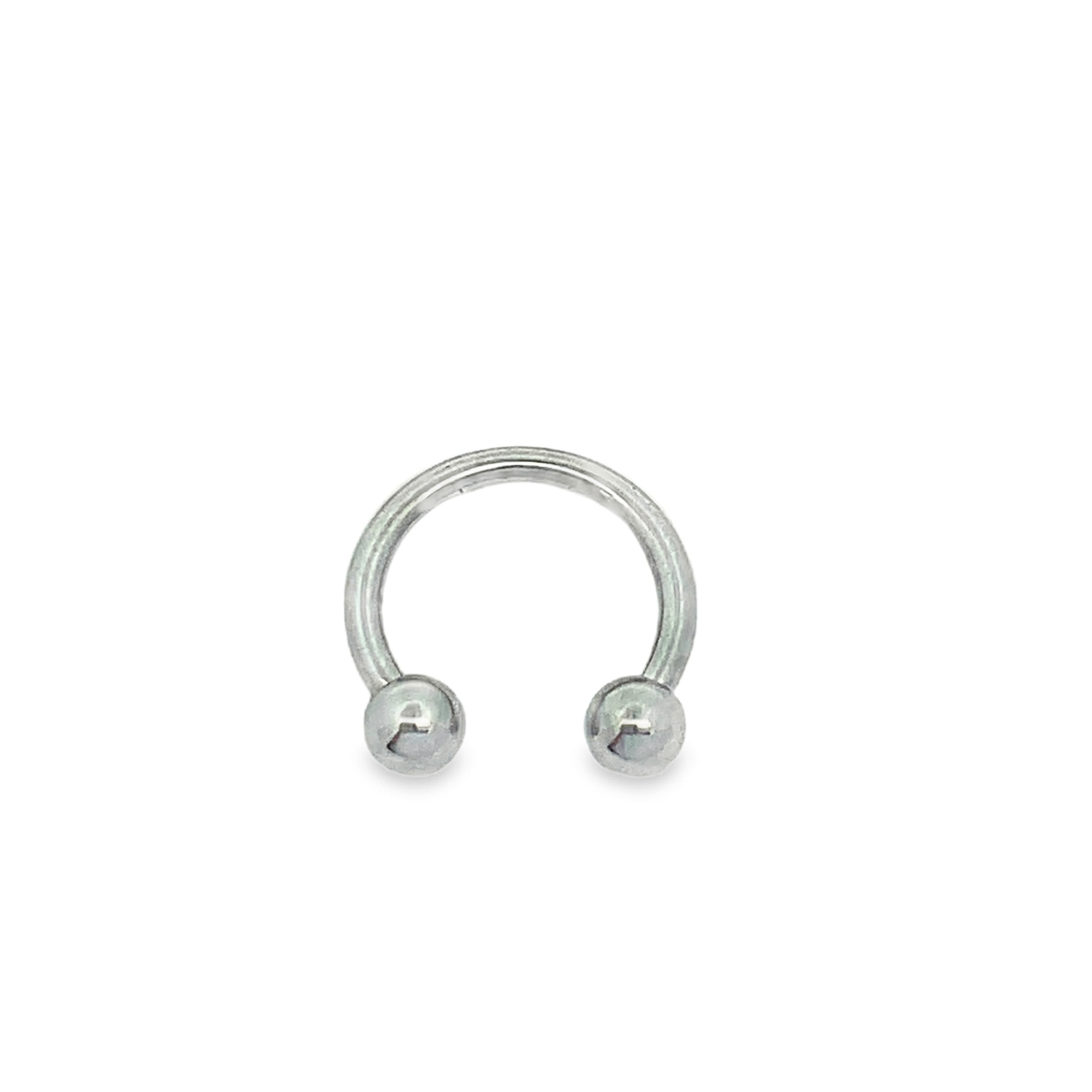 Polished Silver Horseshoe Circular Barbell with Spherical Bead Ends