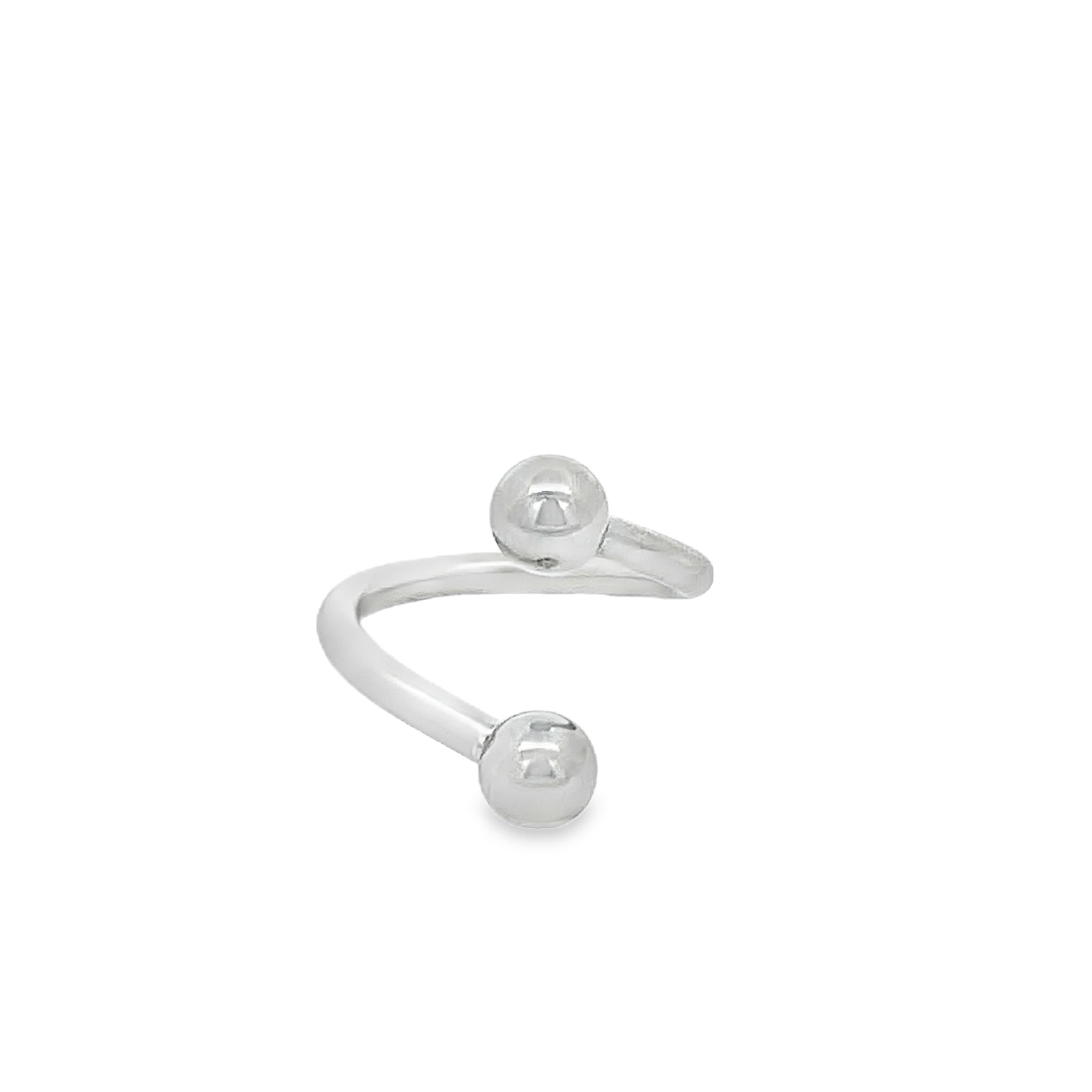 Polished Silver-Toned Spiral Twister Barbell with Spherical Ends