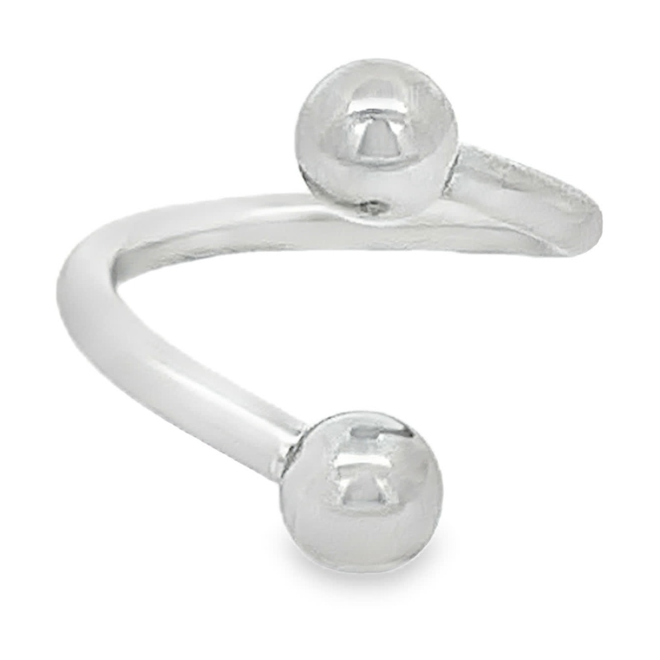 Polerowany spiralny twister barbell w chłodnej tonacji metalu z kulami