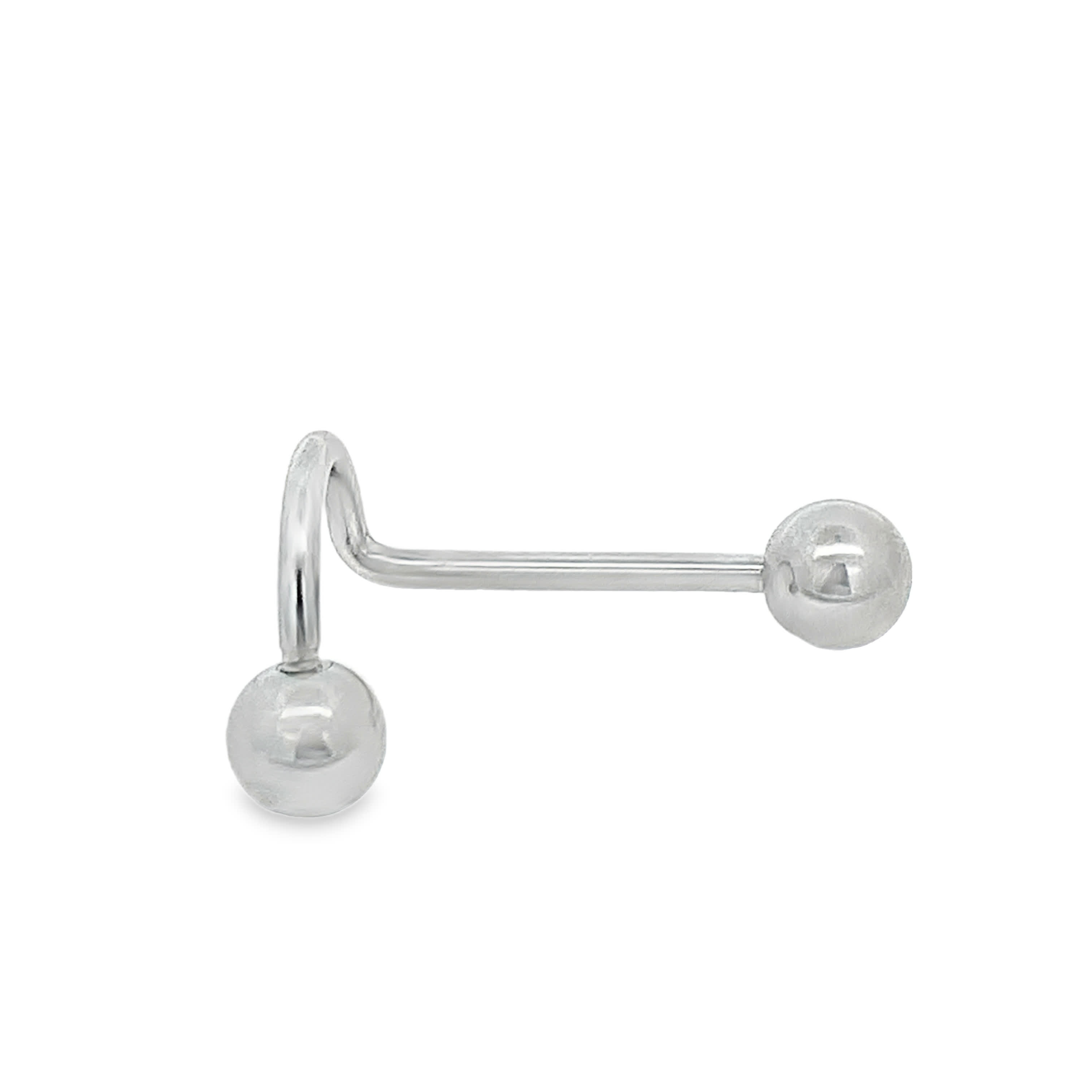 Polished Silver-Tone Curved Barbell Piercing Stud