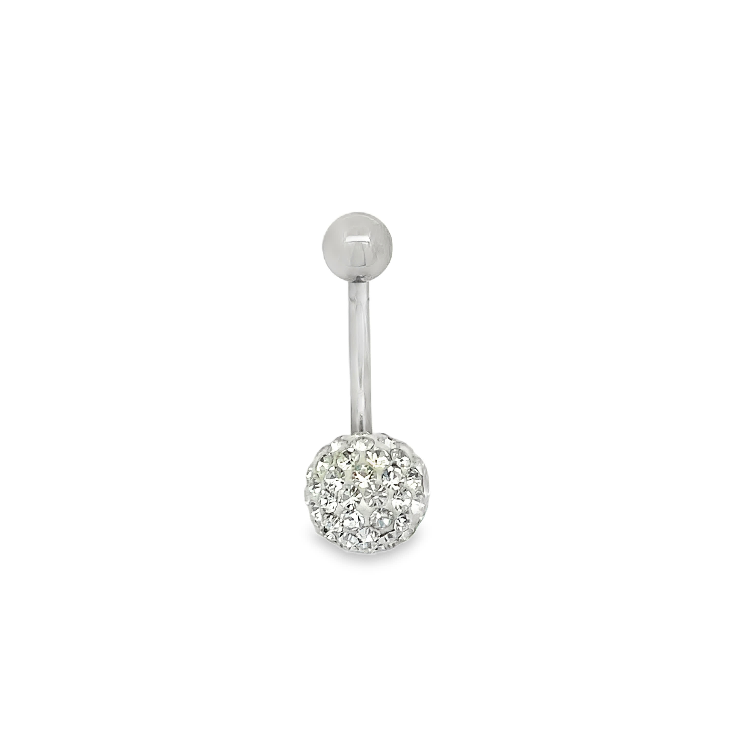 Crystal Pavé Cubic Zirconia Curved Barbell Navel Piercing