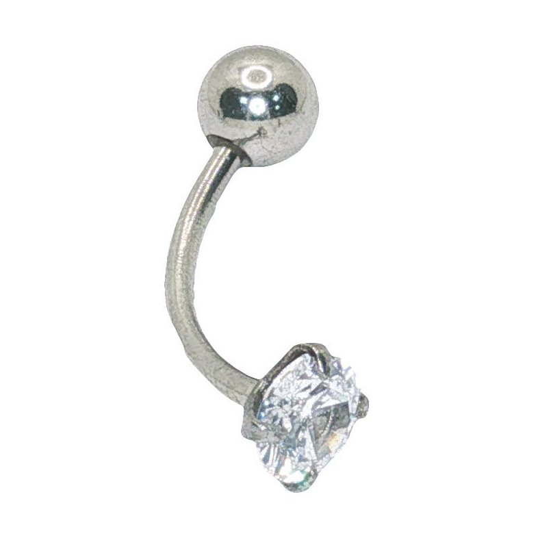 Zakrzywiona biżuteria do piercingu barbell z pojedynczym kamieniem w oprawie szprychowej