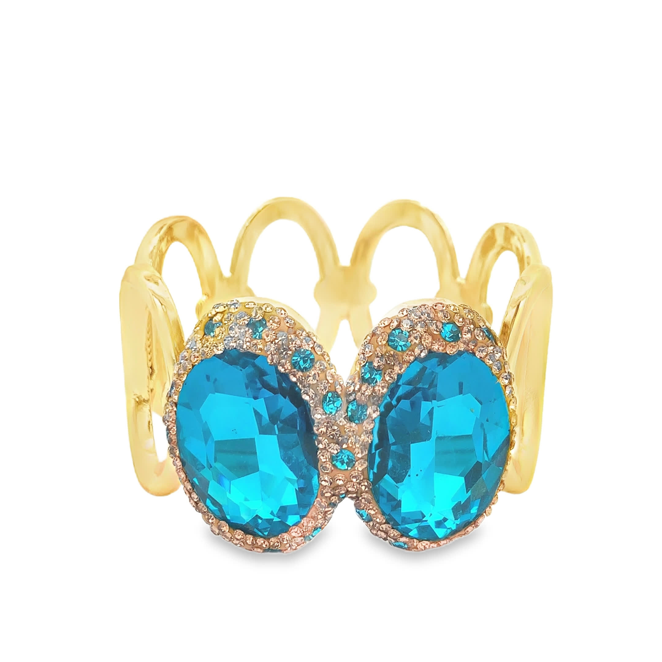 Yellow Gold Bangle Featuring Bluish-Green Crystal