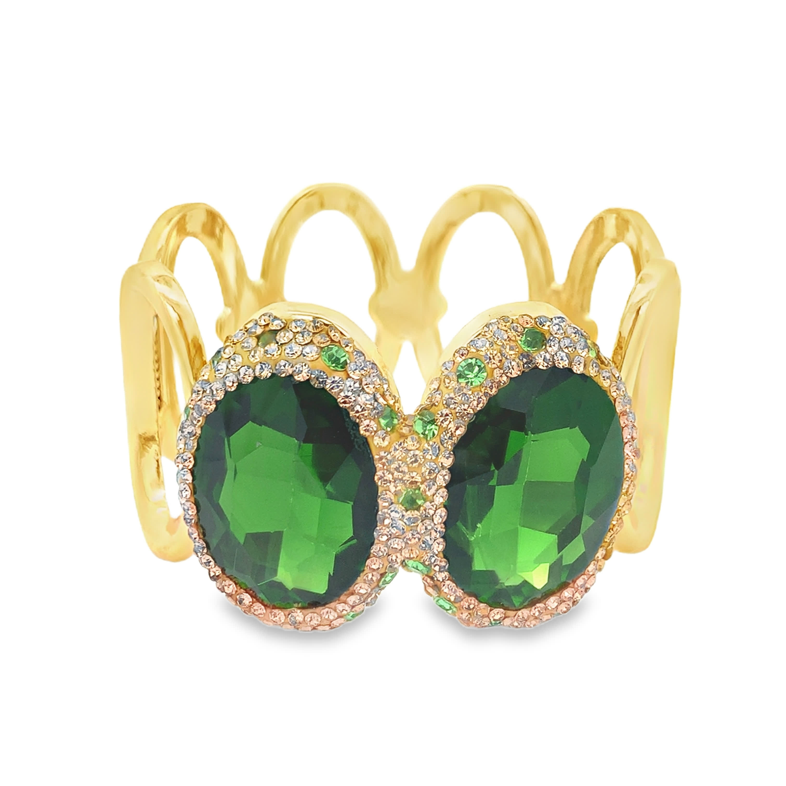 Yellow Gold Bangle with Brilliant Cut Emeralds