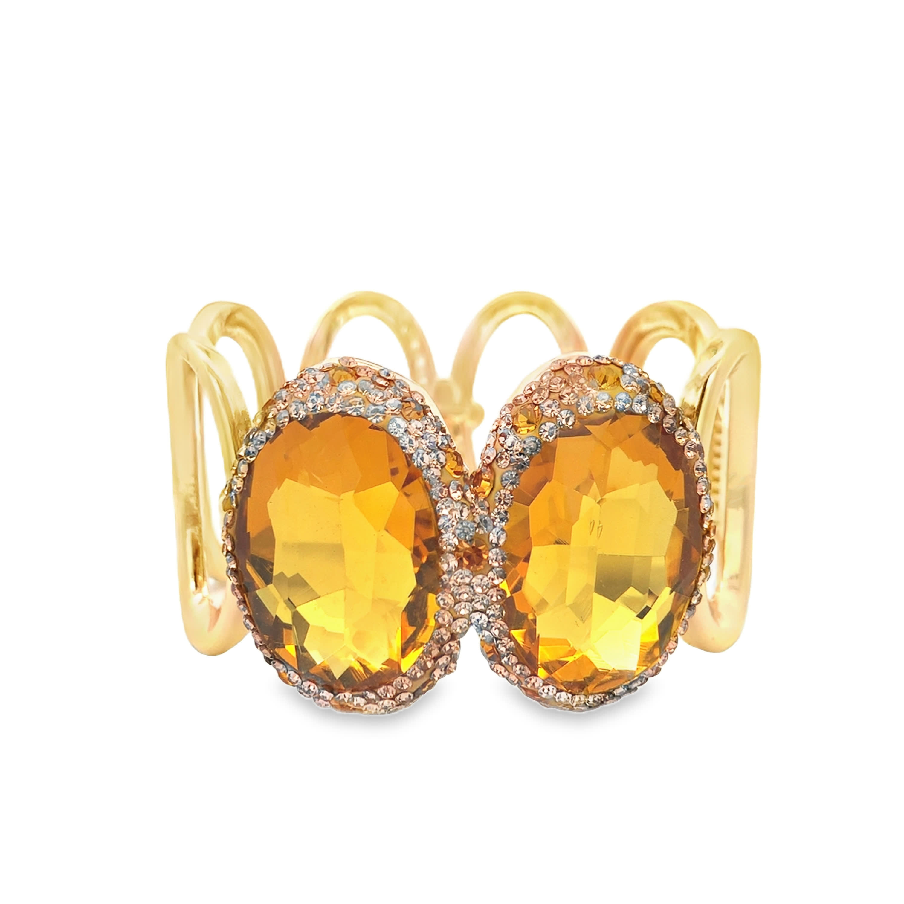 Yellow Gold Bangle Featuring Oval Brilliant Cut Citrines