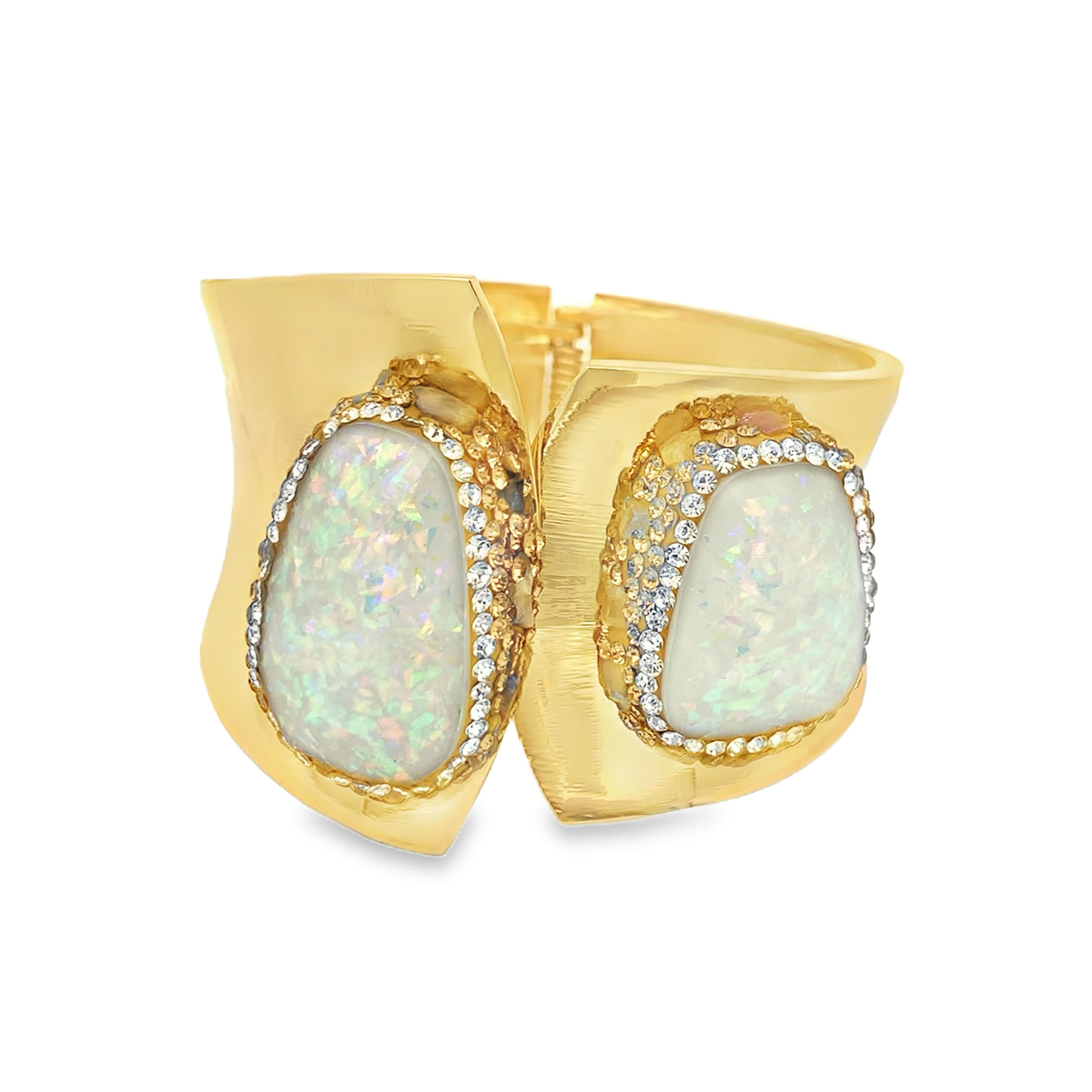 Sztywna bransoletka z pozłacanego metalu z fioletowym kamieniem ozdobnym