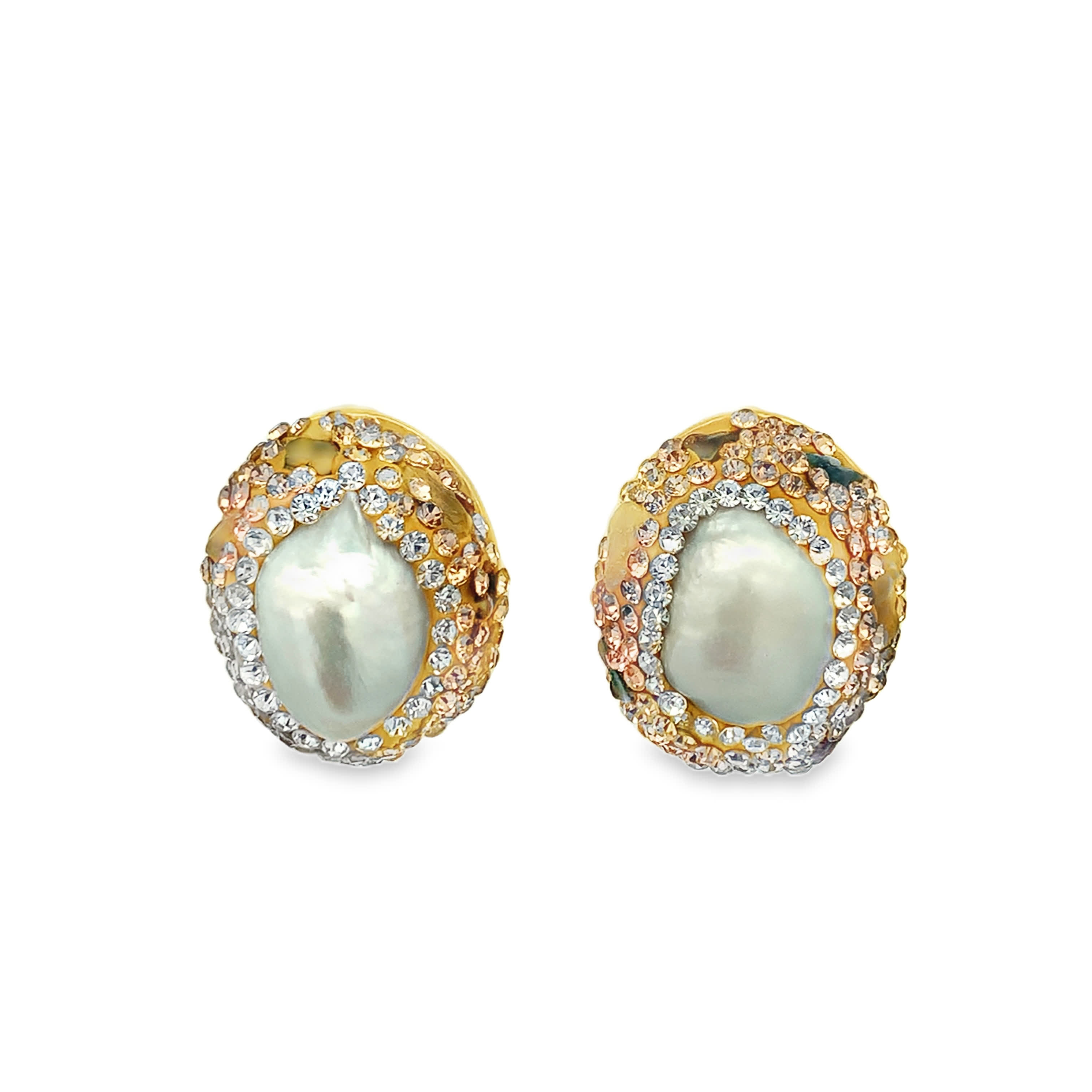 Kolczyki sztyfty z pozłacanego metalu z dużymi kamieniami ozdobnymi