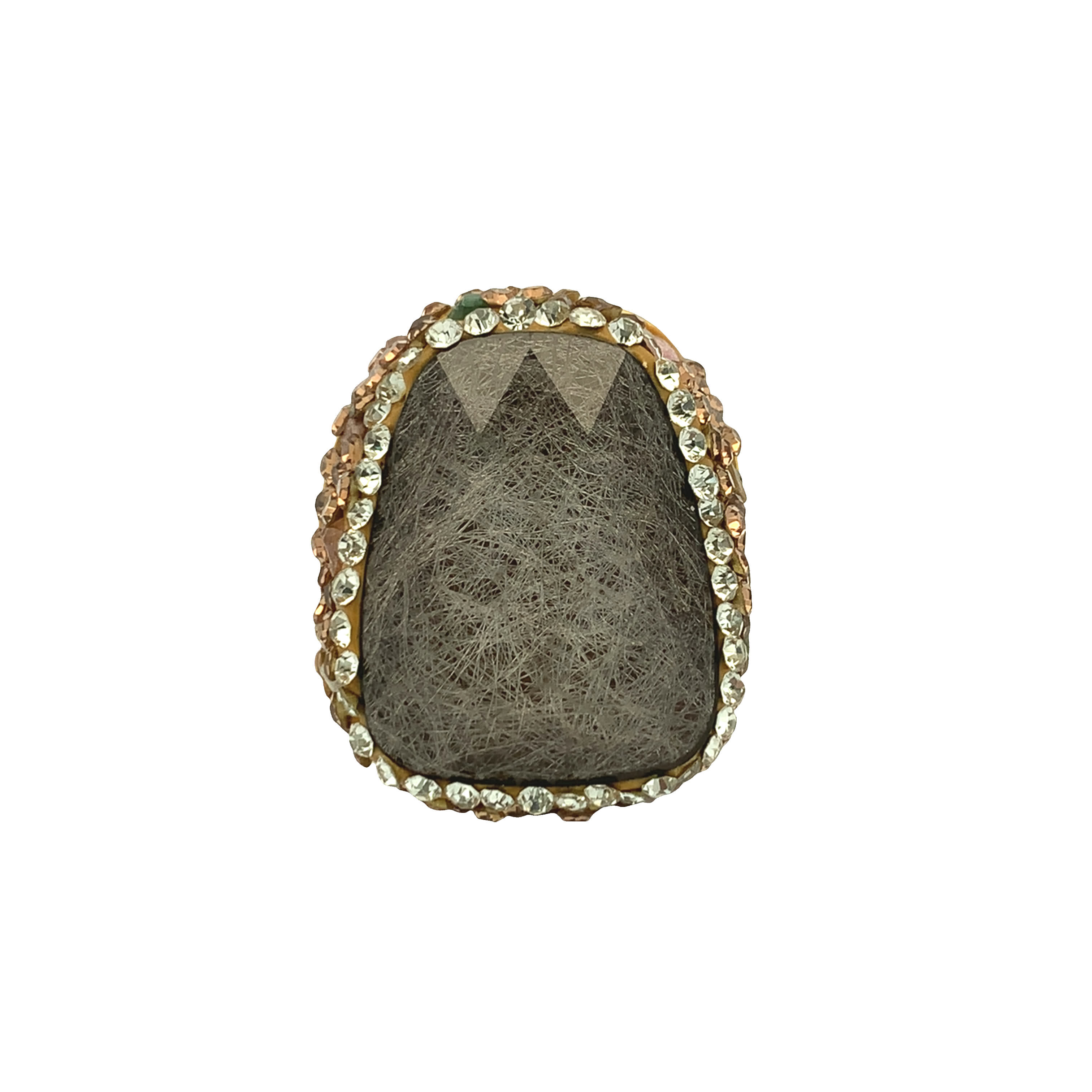Statement Crystal Cocktail Ring in Yellow Gold Toned Setting