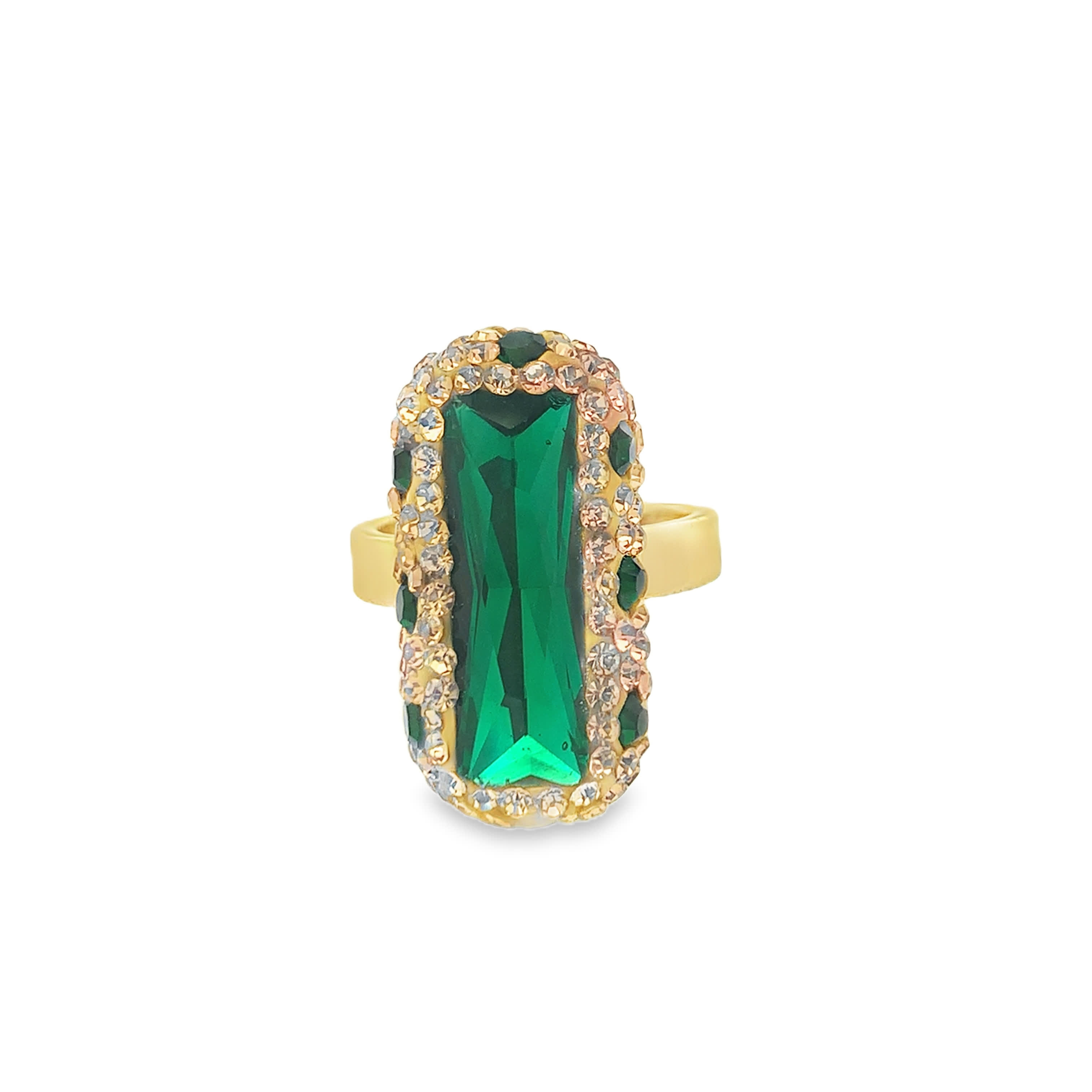 Yellow Gold Cocktail Ring with Emerald Cut Emerald
