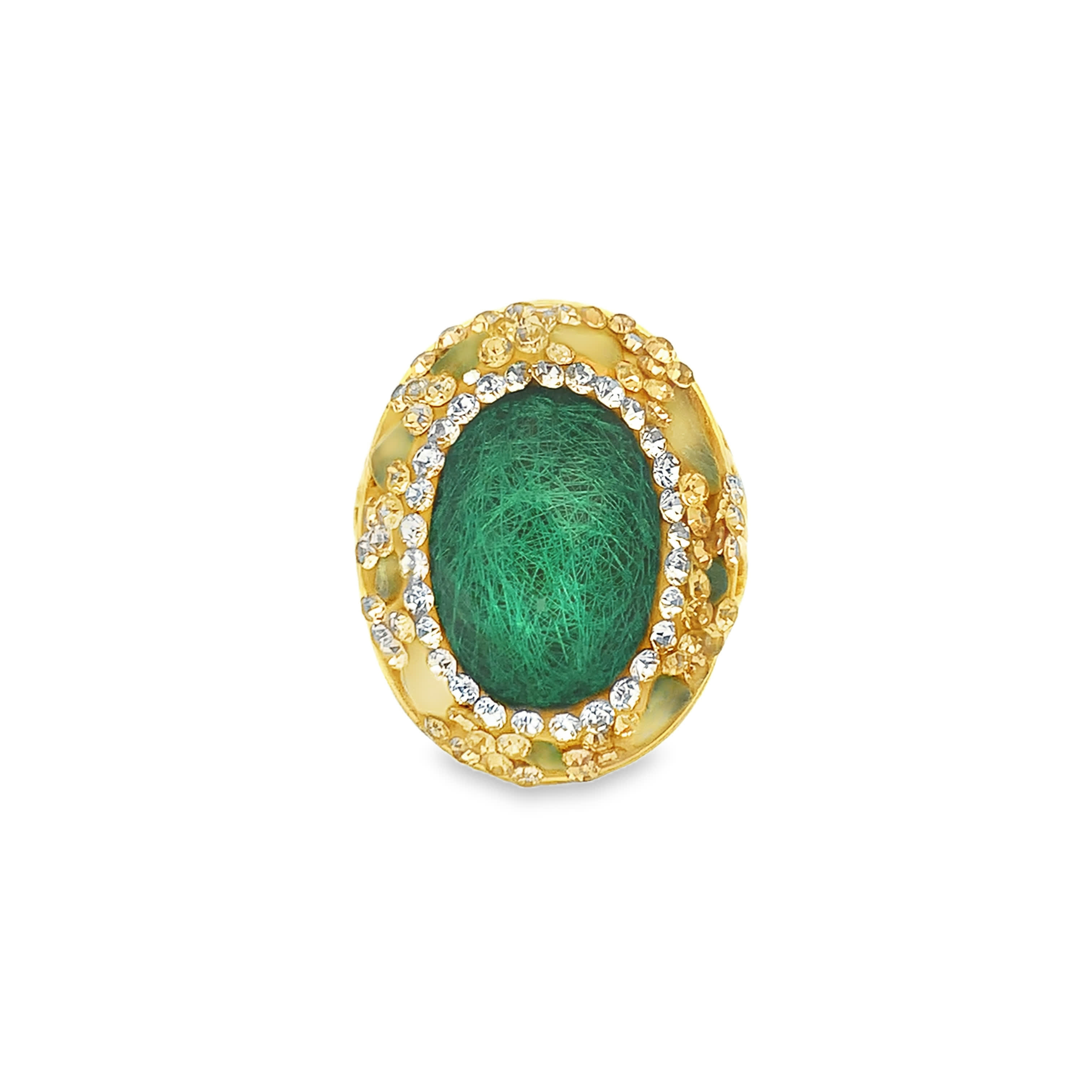 Yellow Gold Cocktail Ring with Oval Emerald Cabochon