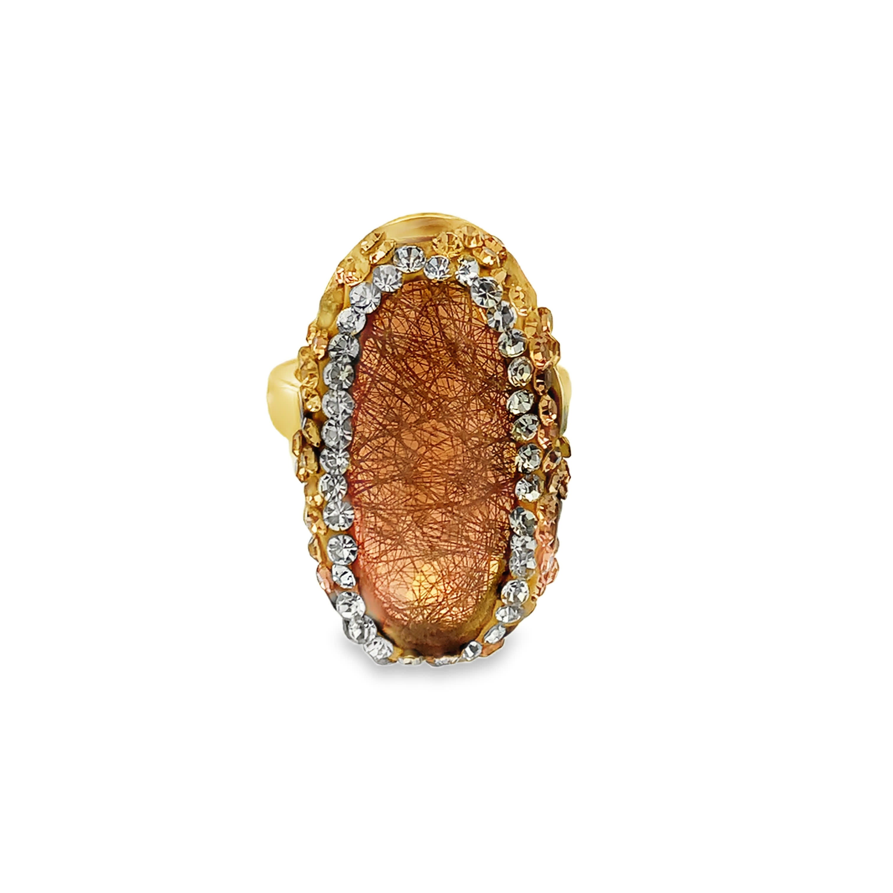 Yellow Gold Cocktail Ring with Bluish-Green Agate Cabochon