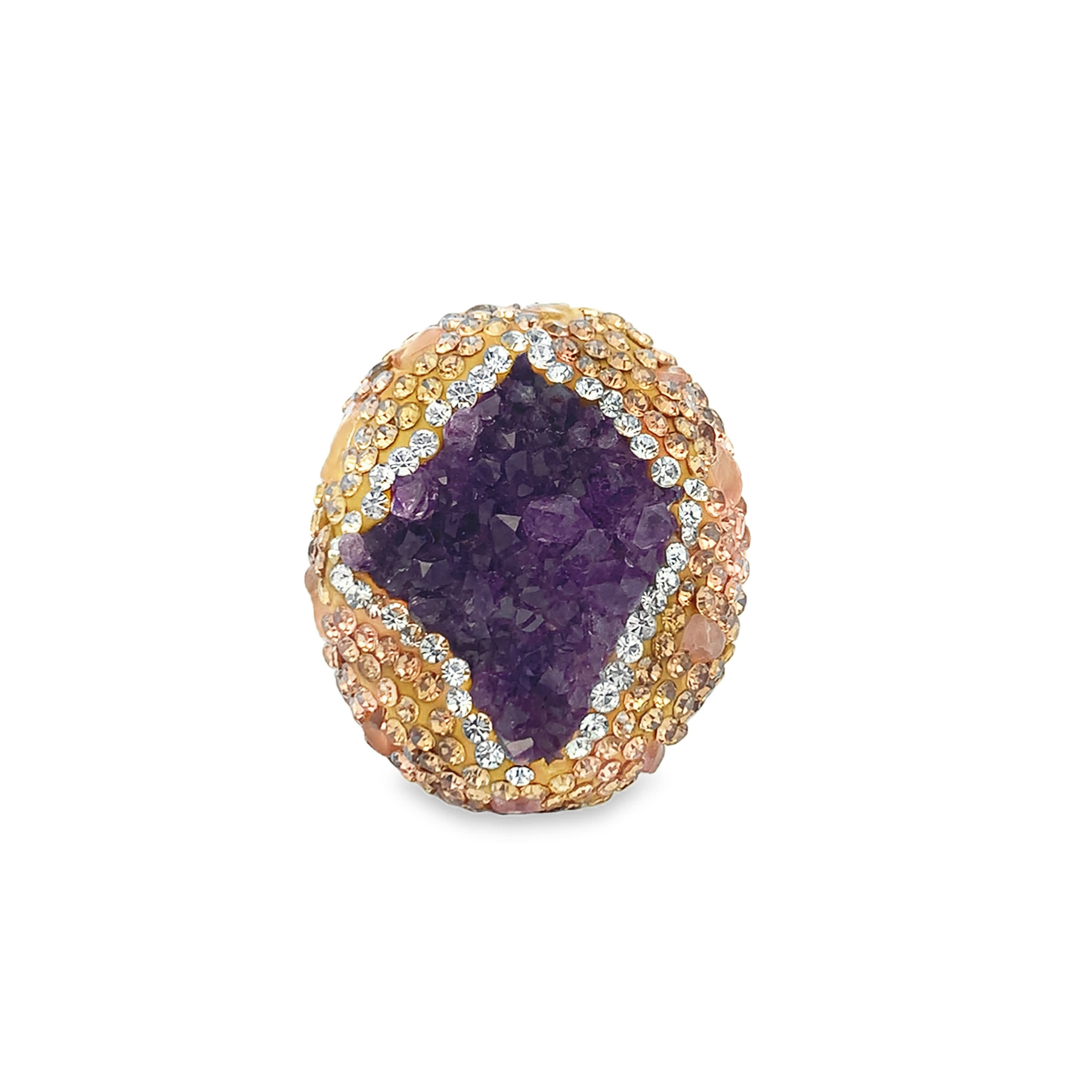 Yellow Gold Cocktail Ring with Bluish-Green Agate Cabochon