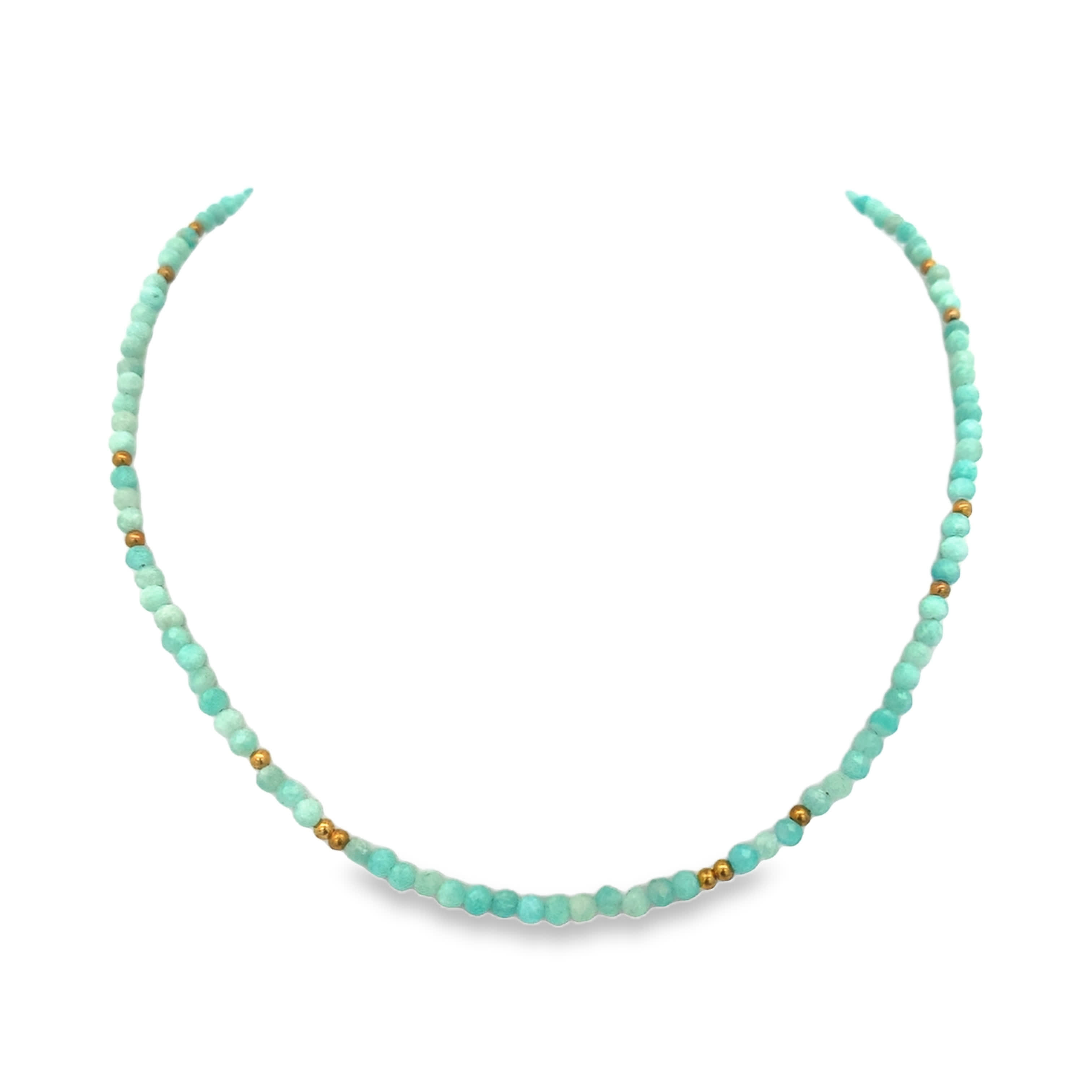 Faceted Albite Beaded Necklace with Yellow Gold Accents