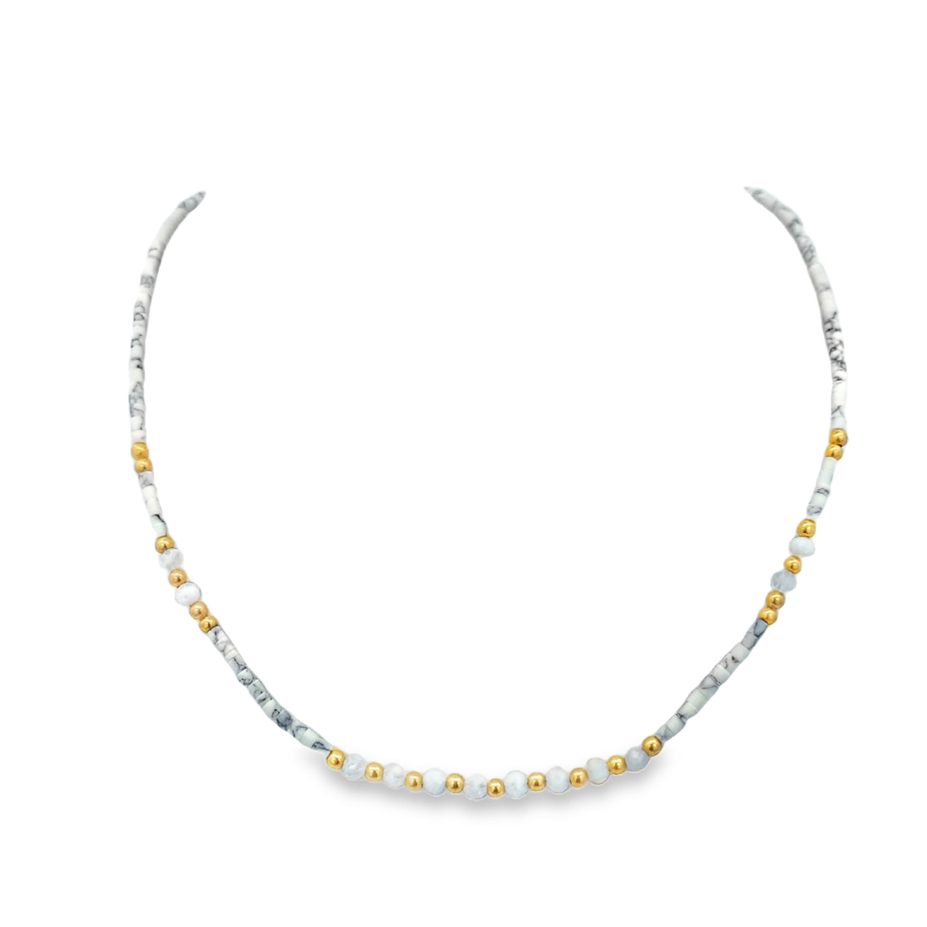 Yellow Gold and Moonstone Mixed Beaded Necklace