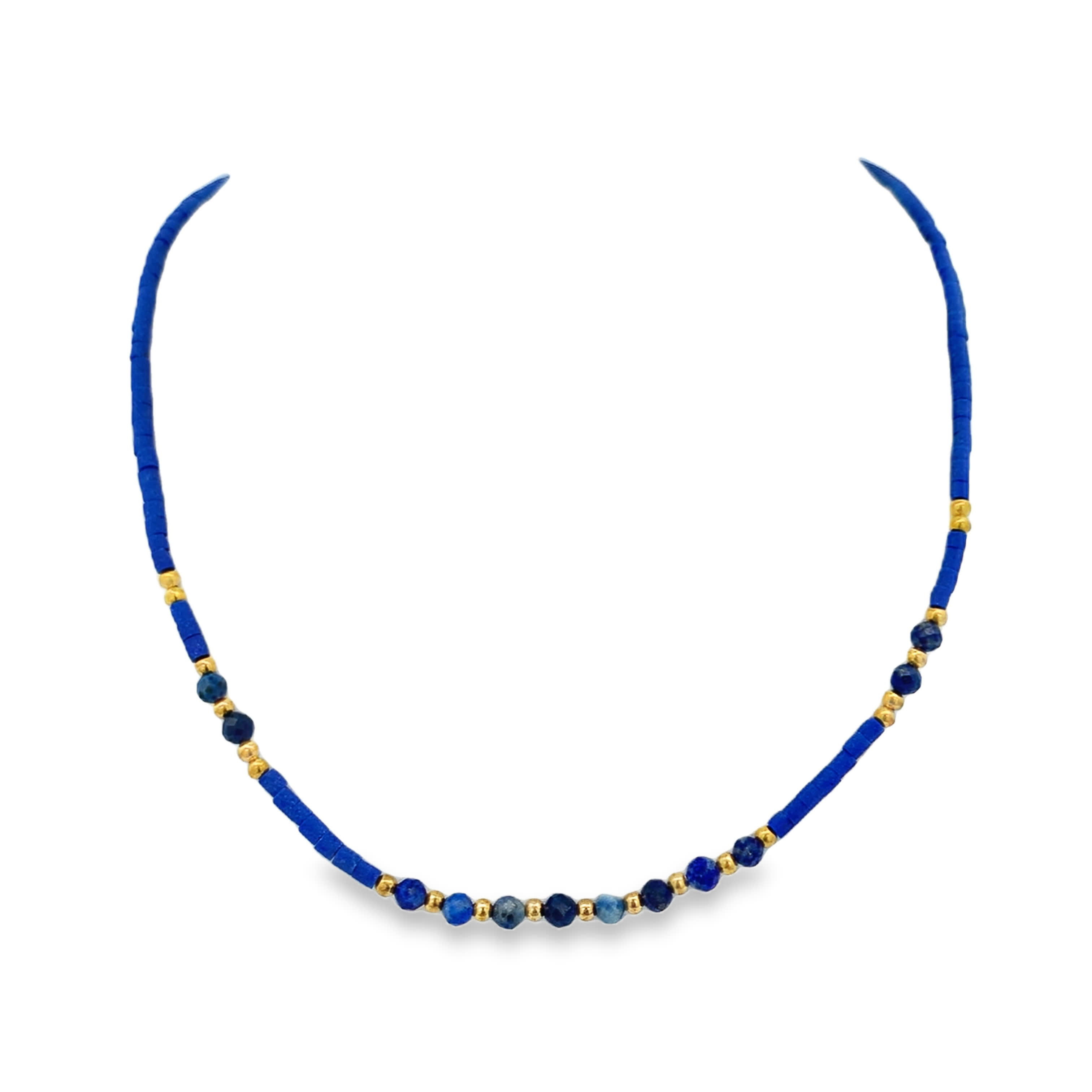 Lapis Lazuli and Yellow Gold Beaded Necklace