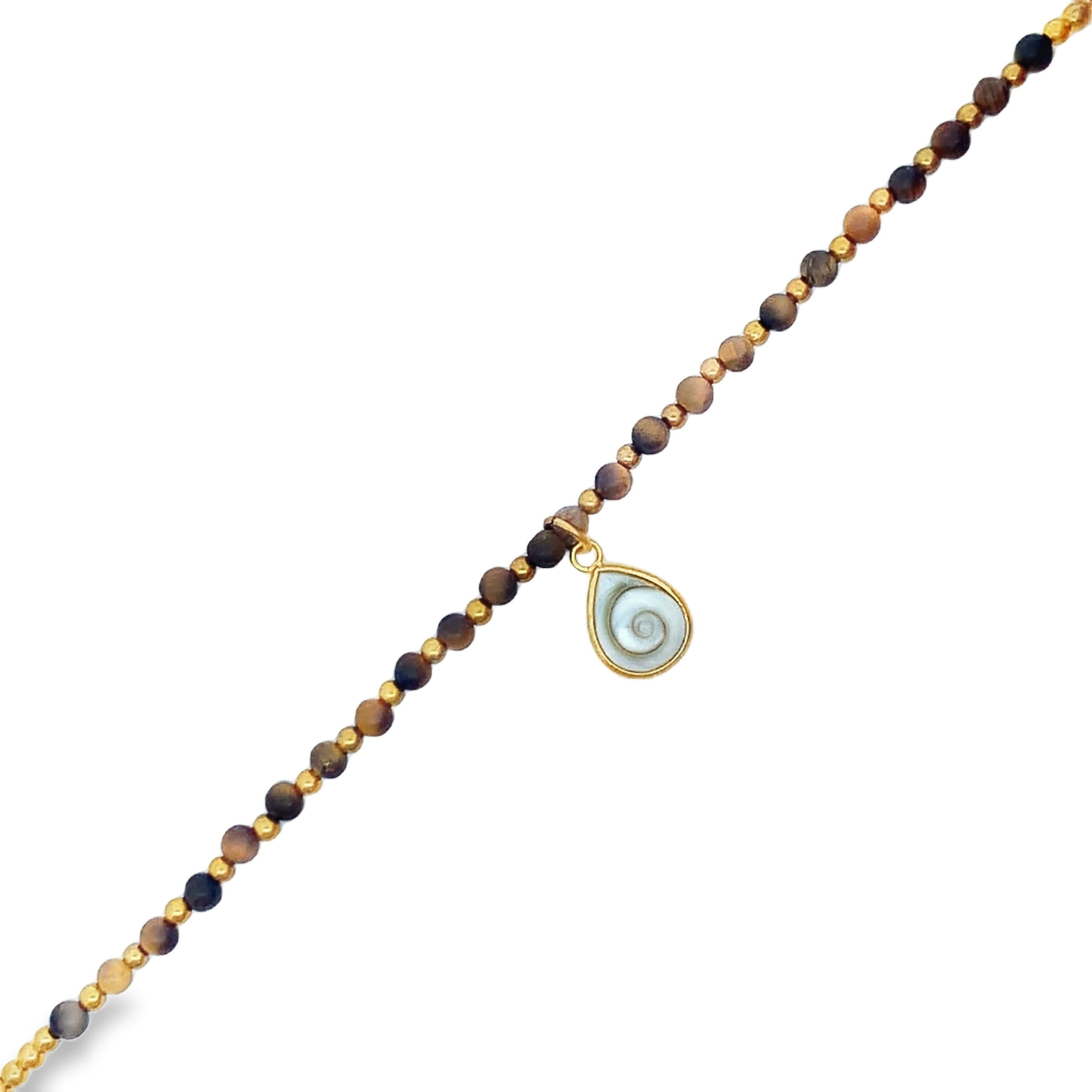 Spiral Pearl Drop Beaded Necklace in Yellow Gold