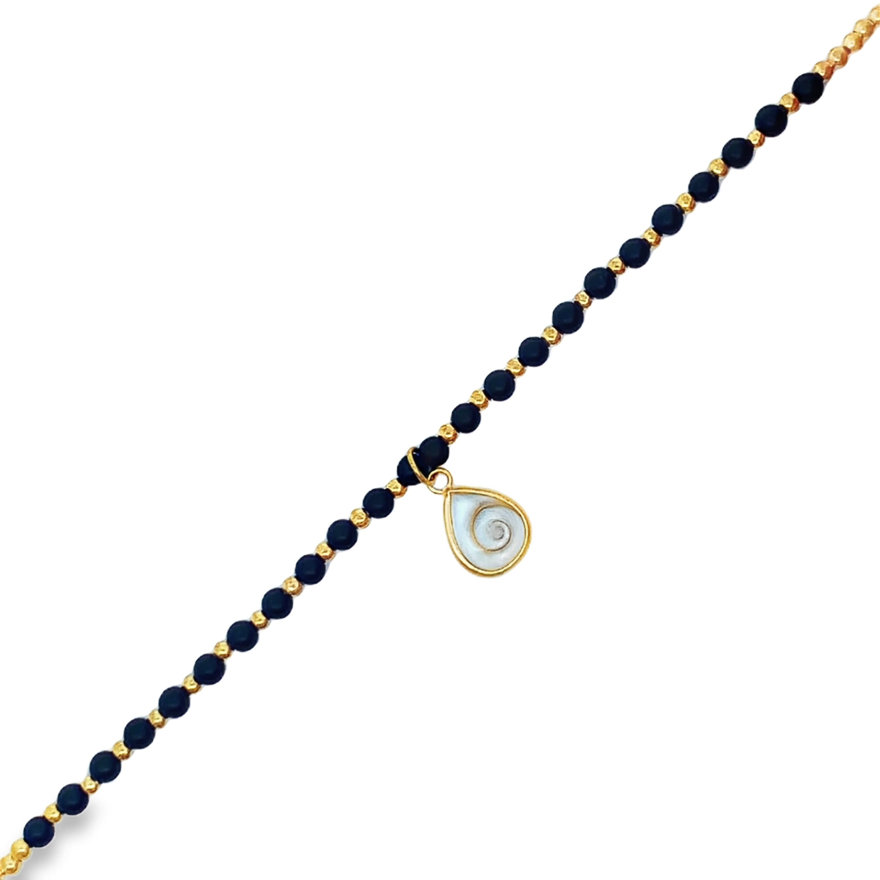 Spiral Pearl Drop Beaded Necklace in Yellow Gold