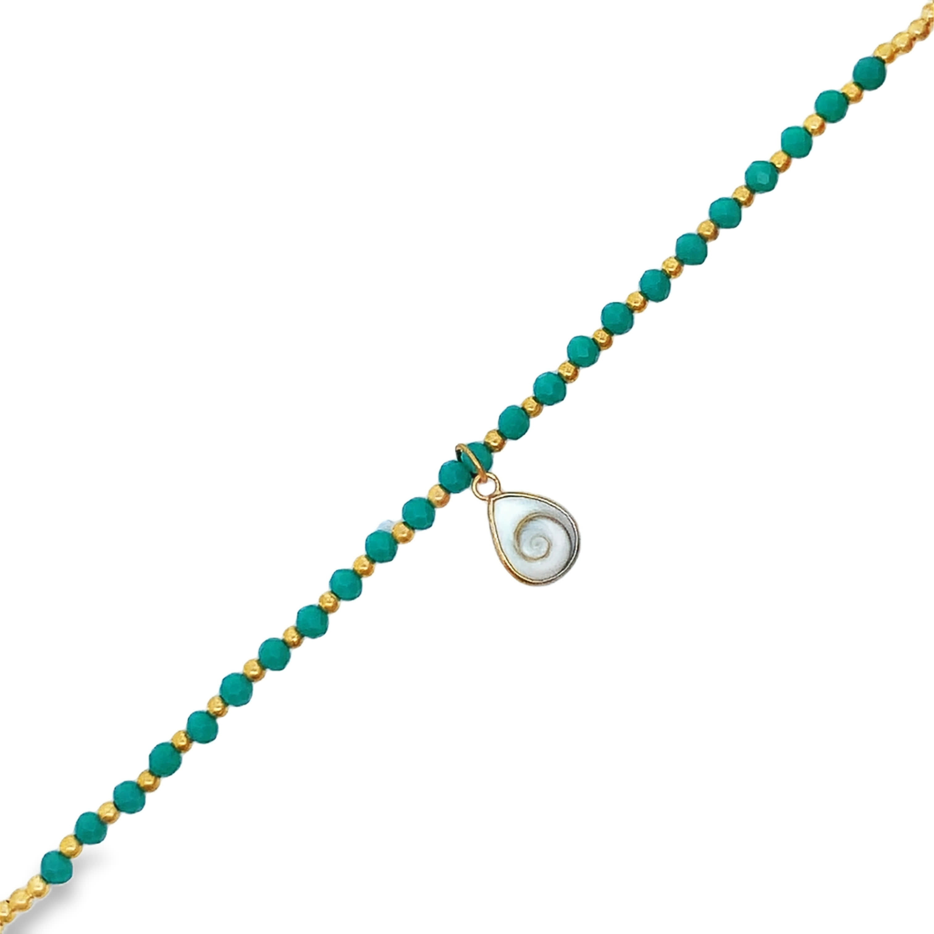 Spiral Pearl Drop Beaded Necklace in Yellow Gold