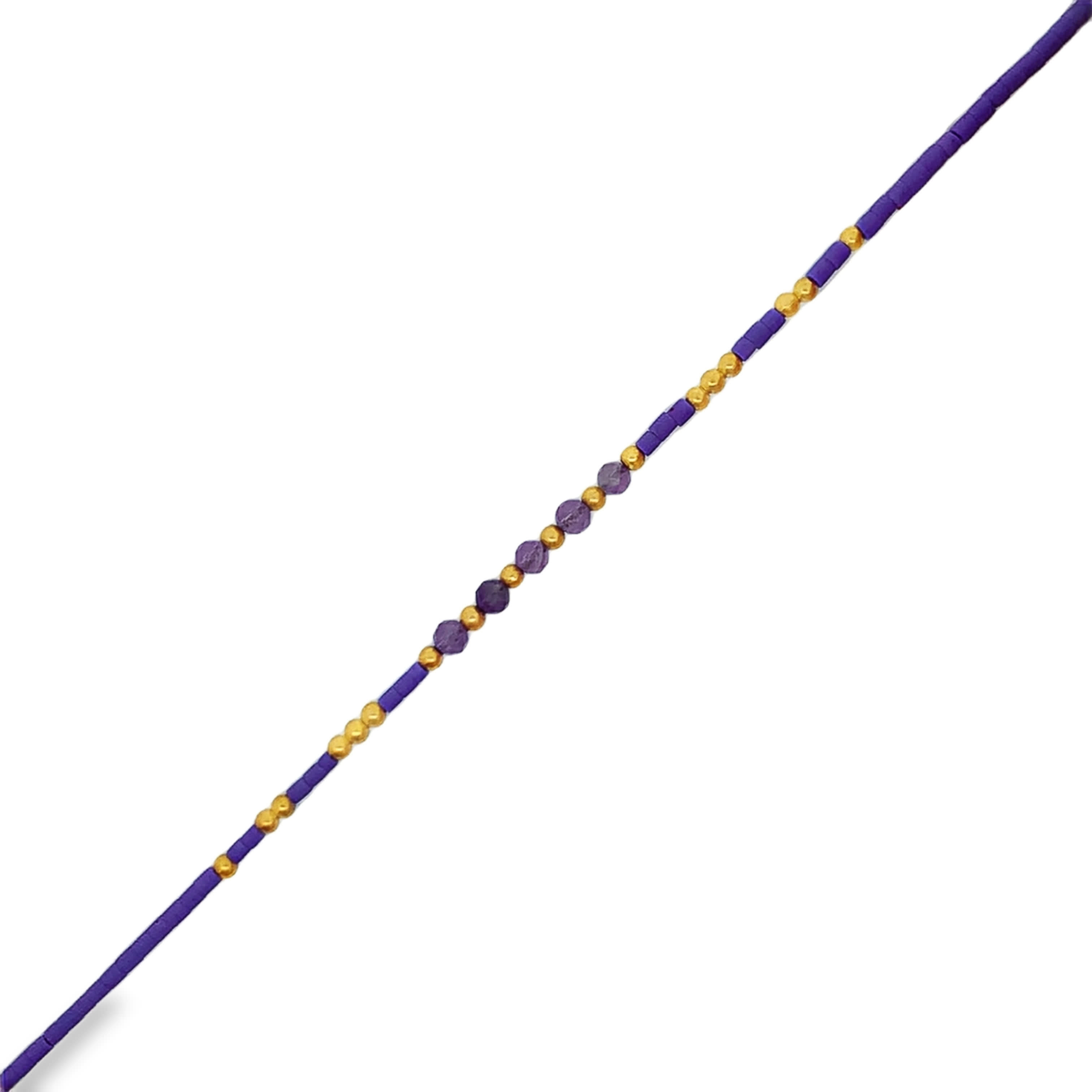 Amethyst Beaded Bracelet with Violet Accents