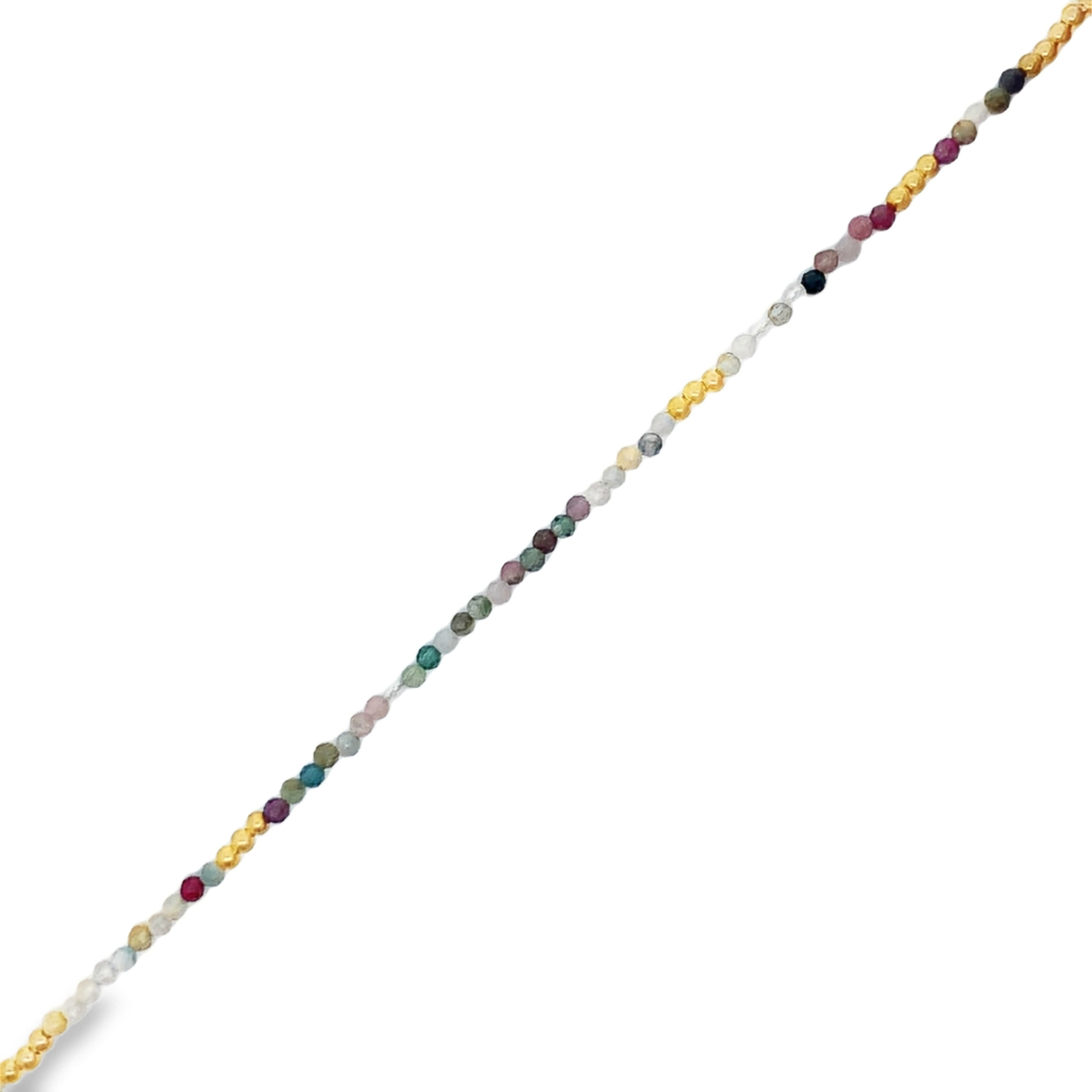 Multicolor Faceted Tourmaline Beaded Bracelet in Yellow Gold