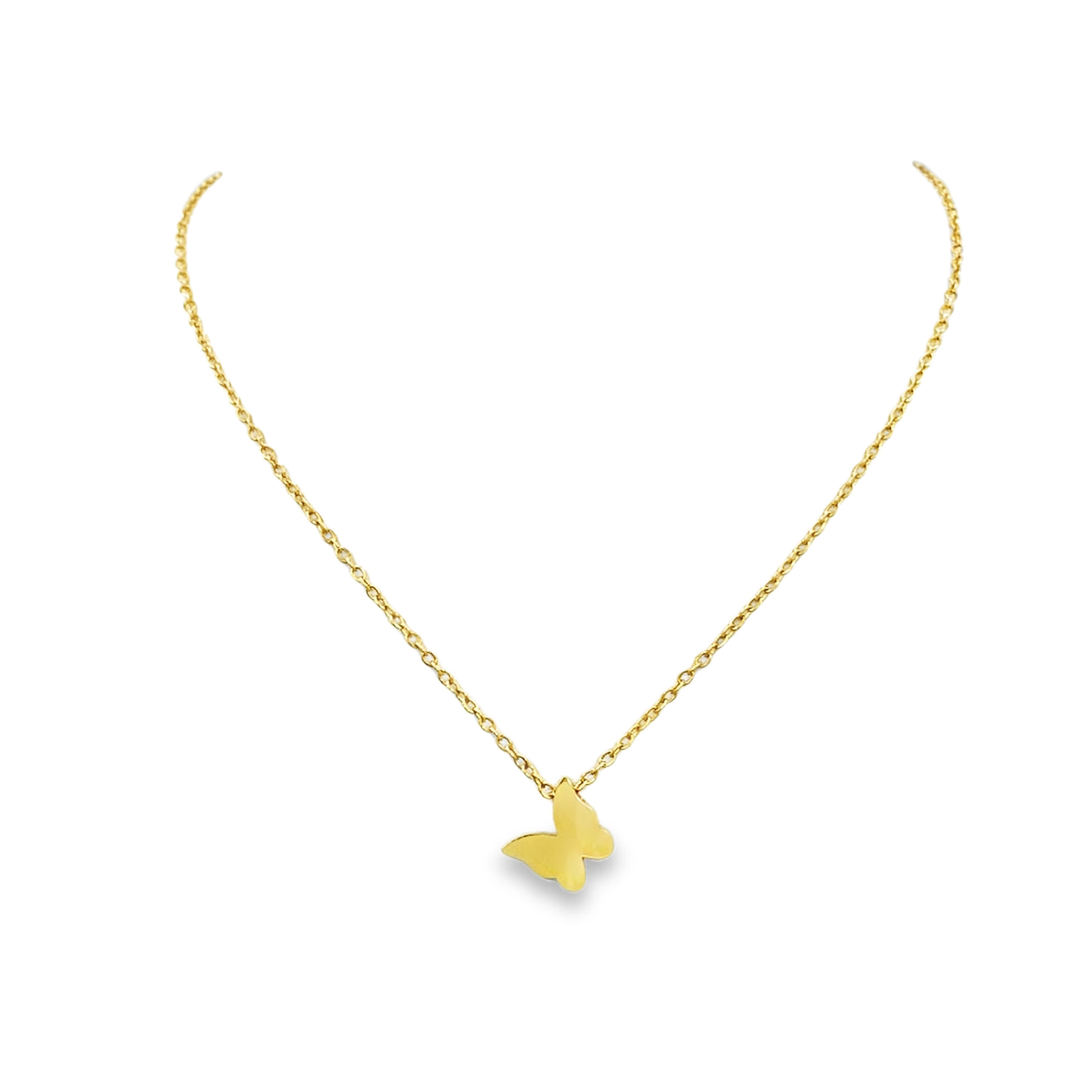 Naszyjnik z zawieszką motyla z żółtego złota