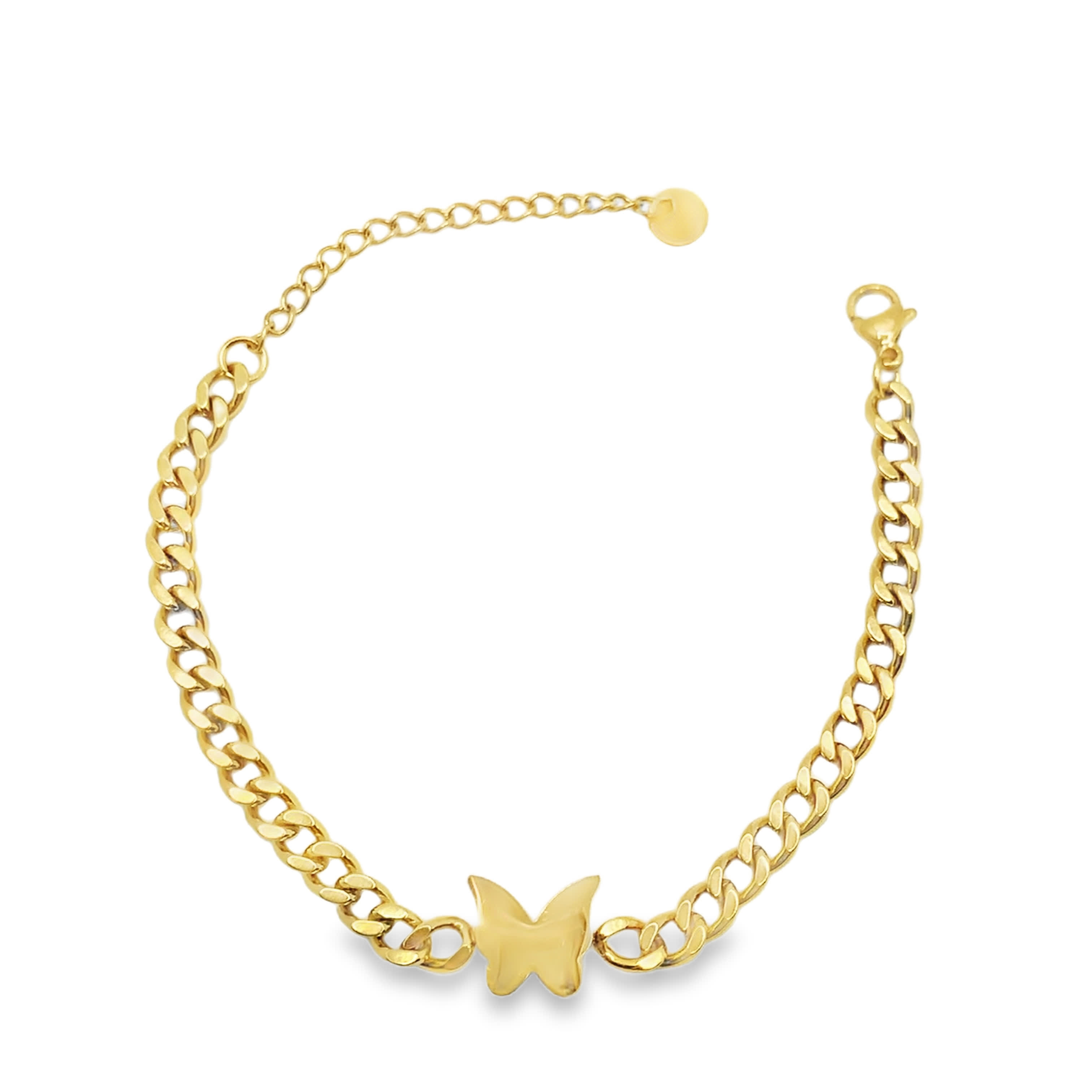 Bransoletka z żółtego złota z zawieszką w kształcie motyla