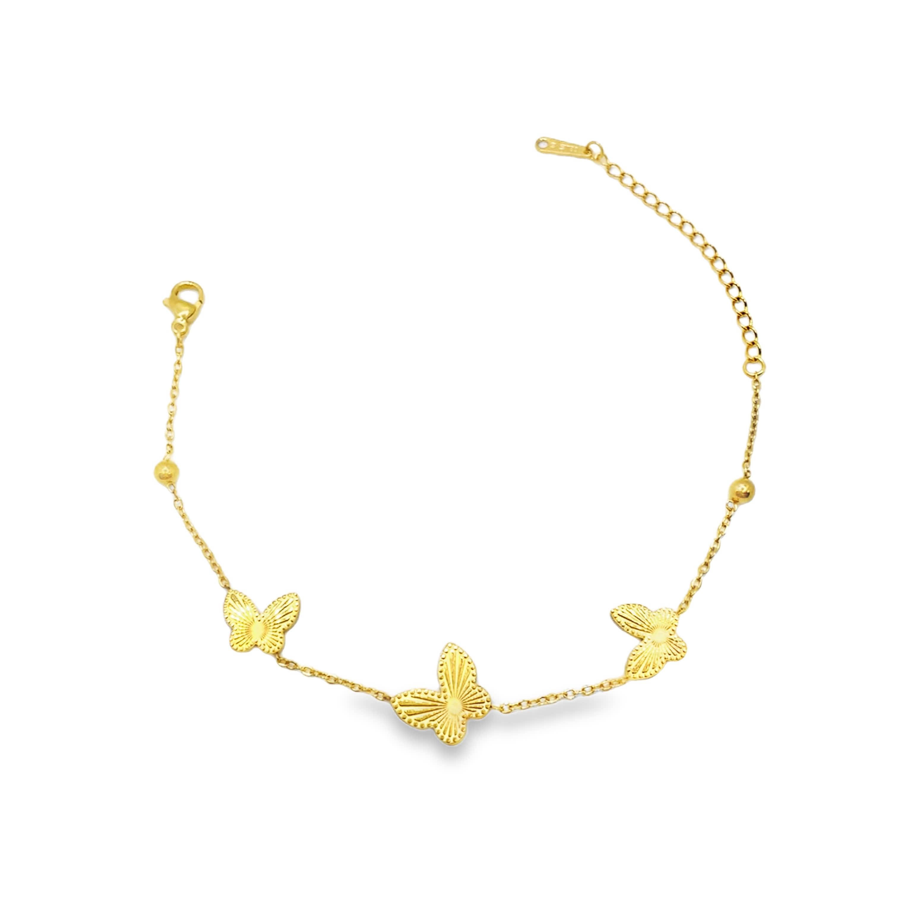 Bransoletka z żółtego złota z zawieszką motyla