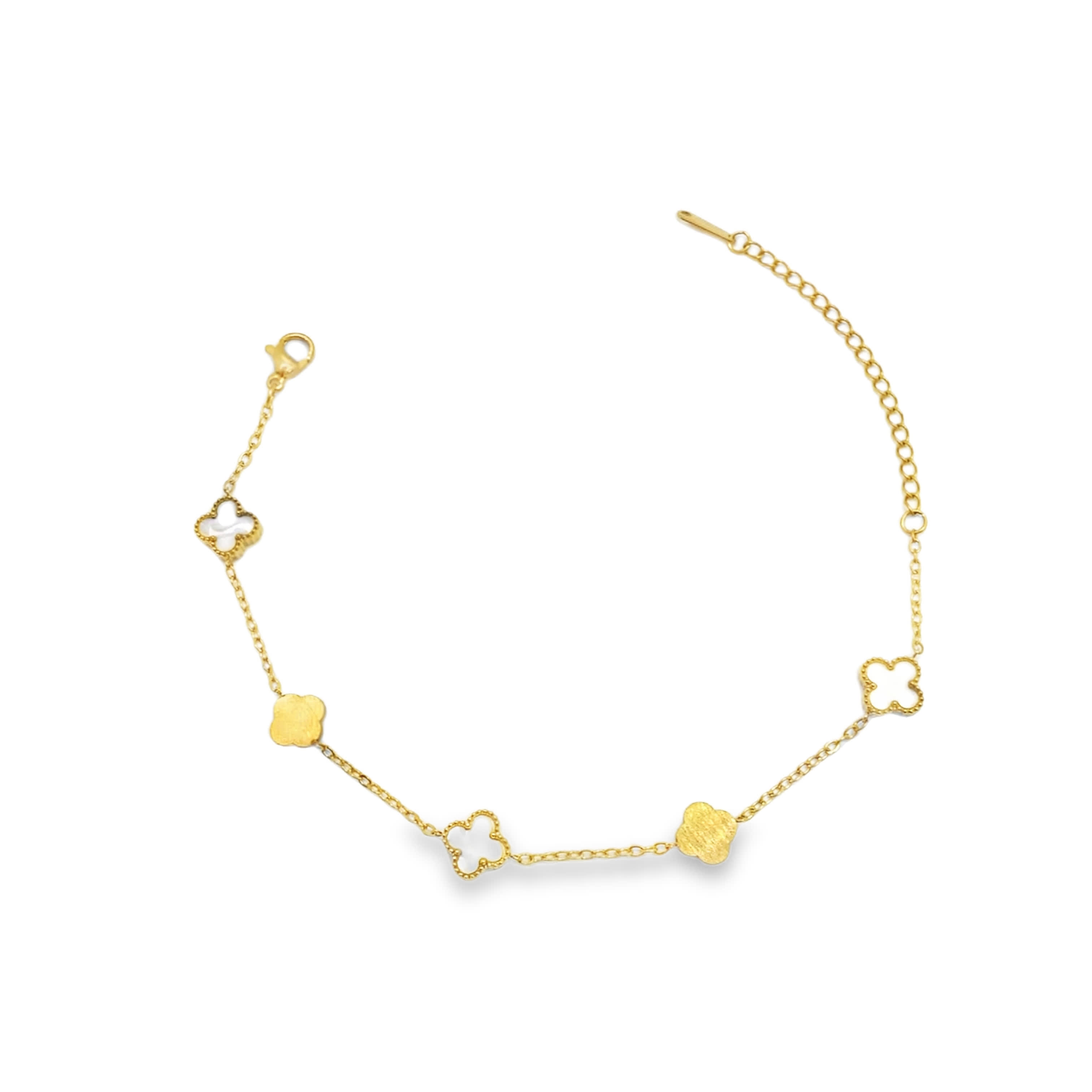 Bransoletka z łańcuszkiem z żółtego złota z motywem koniczyny