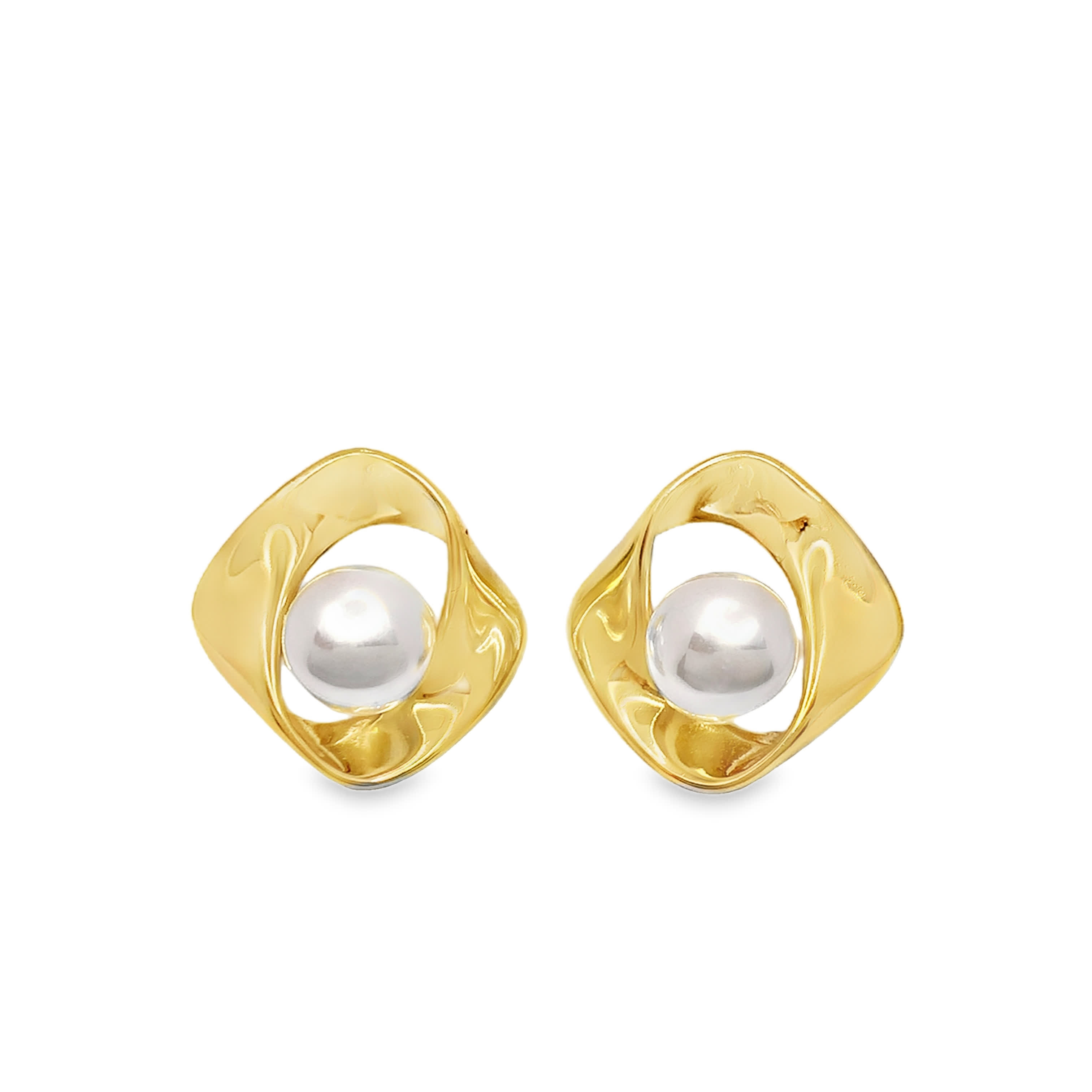 Kolczyki sztyfty z metalu z okrągłą perłą