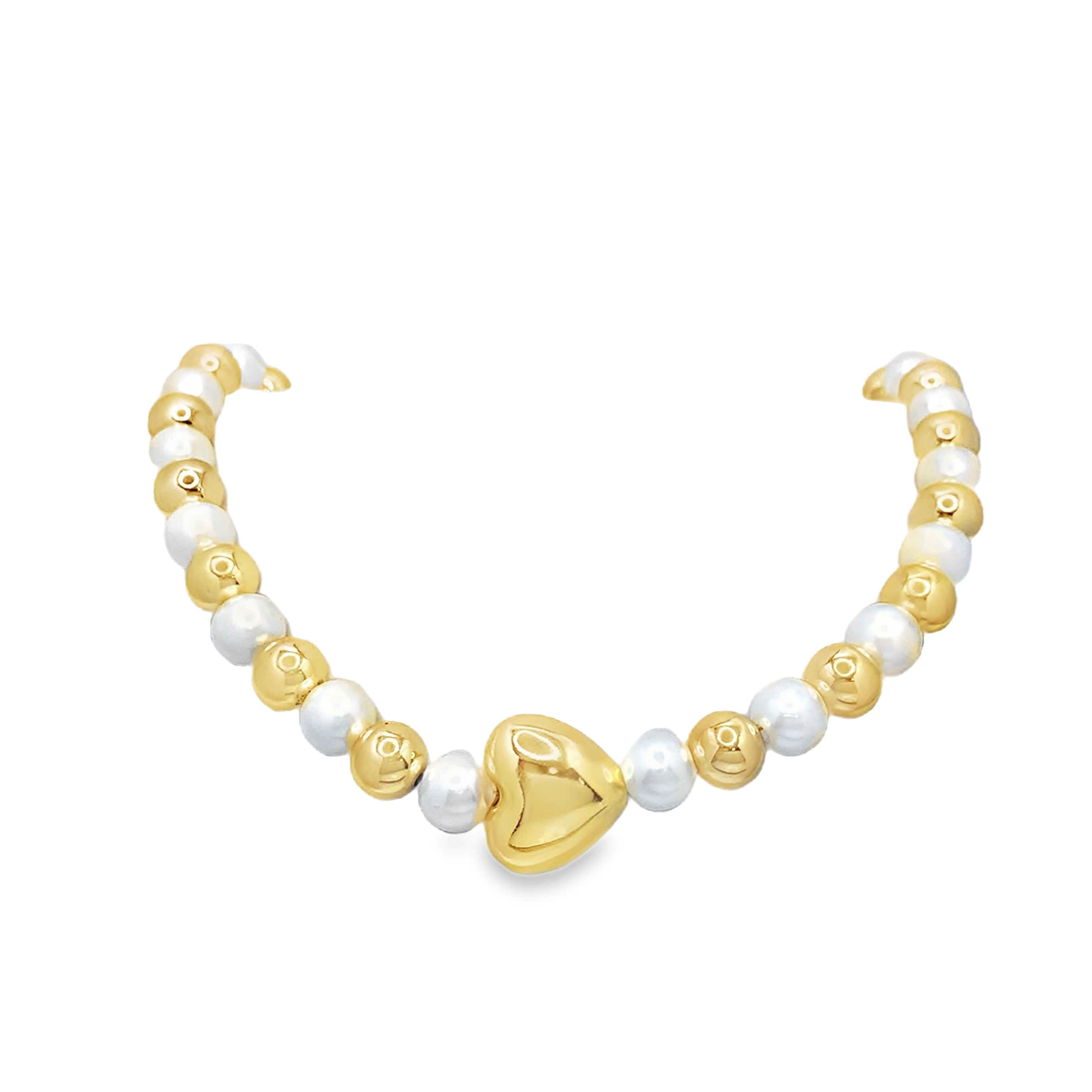 Bransoletka z koralików z metalu z akcentami z pereł