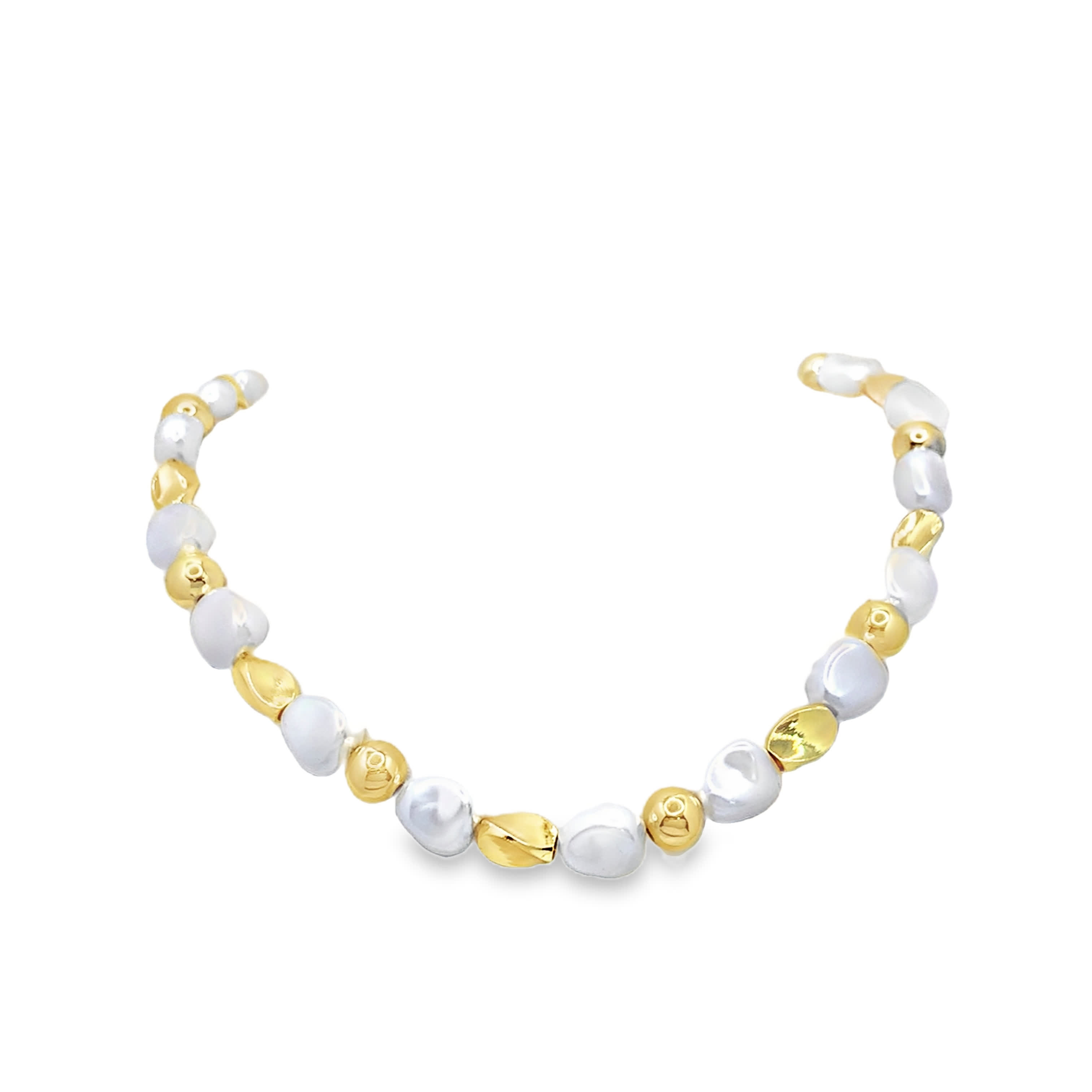 Naszyjnik z pereł barokowych i metalu