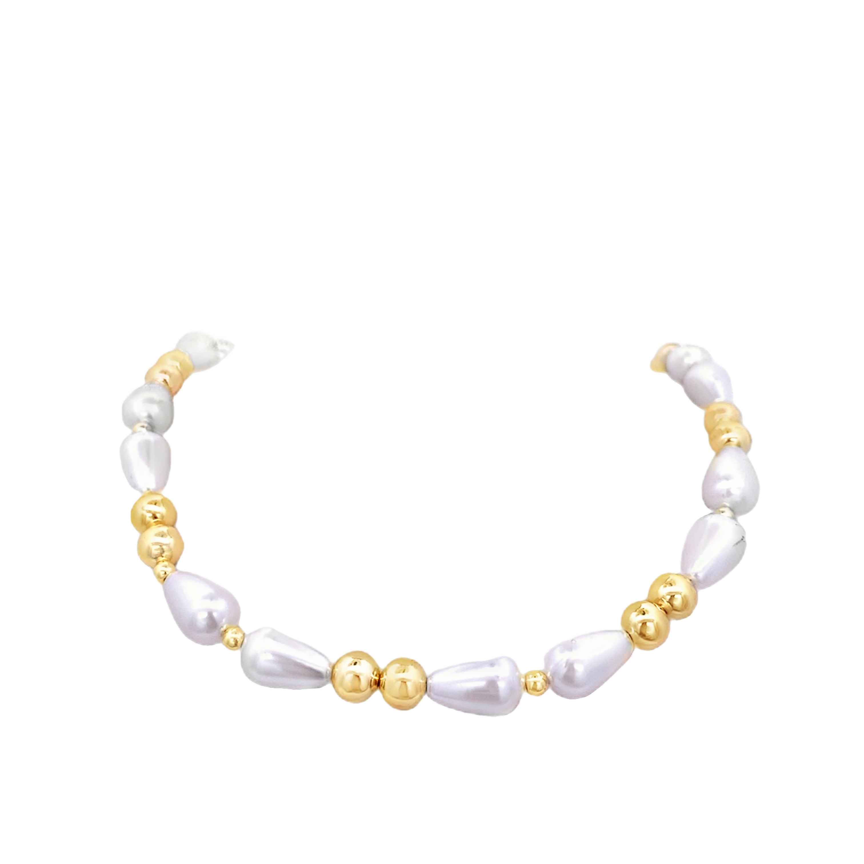 Bransoletka z koralików z pereł barokowych i metalu