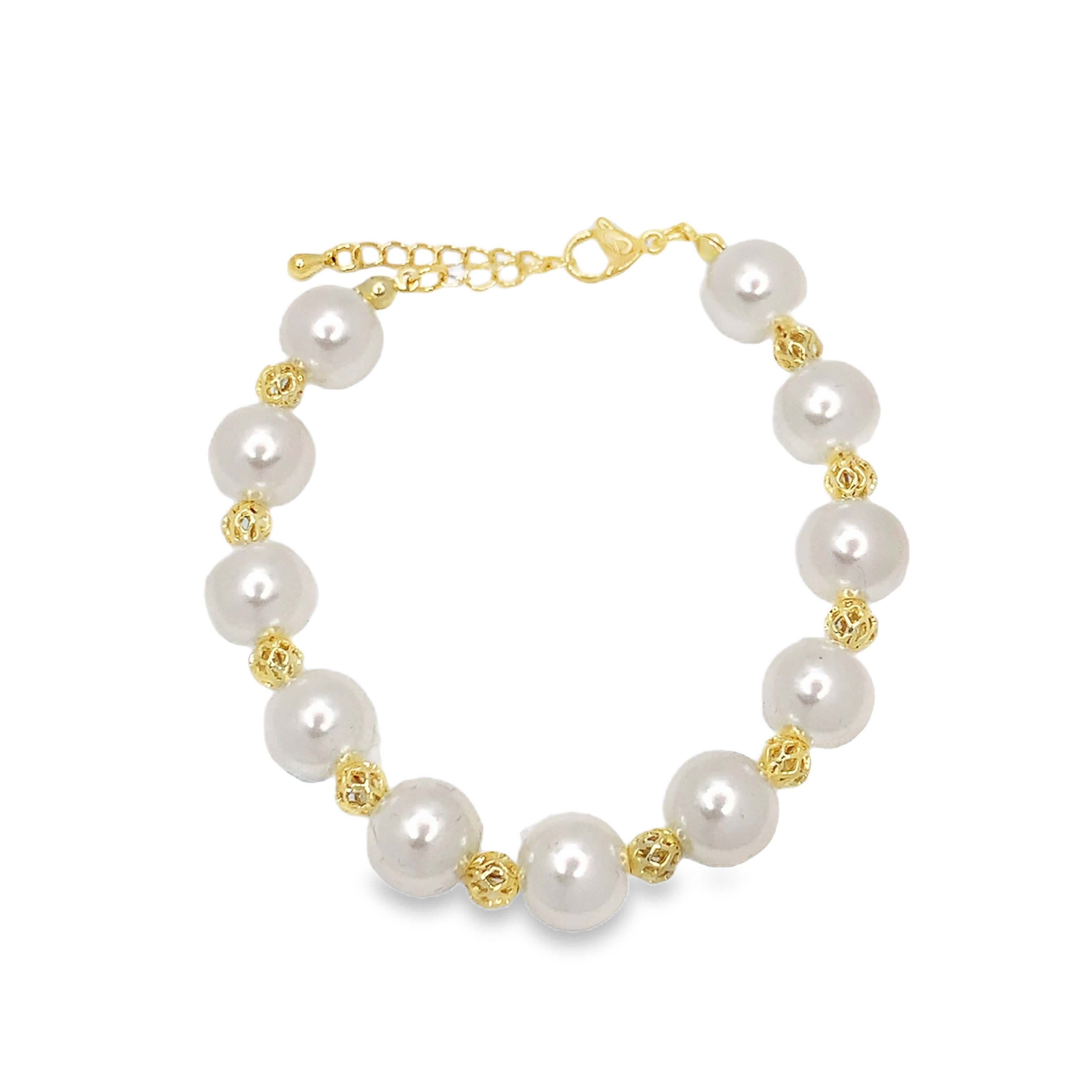 Bransoletka z koralików pereł i metalu